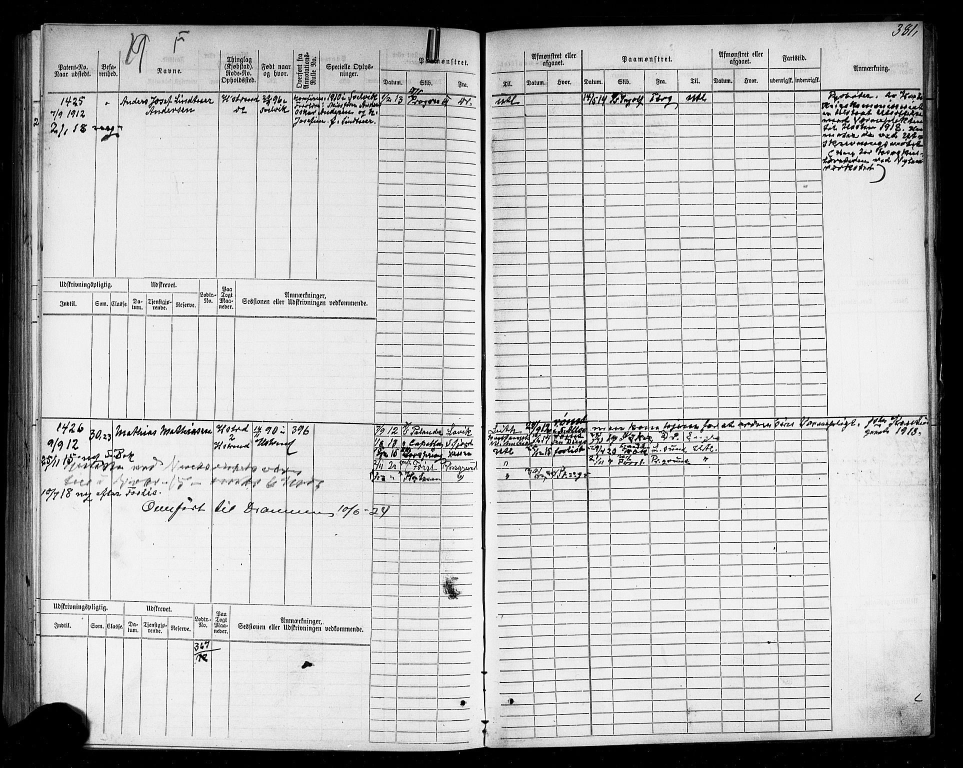 Holmestrand innrulleringskontor, SAKO/A-1151/F/Fc/L0003: Hovedrulle, 1872-1921, p. 389