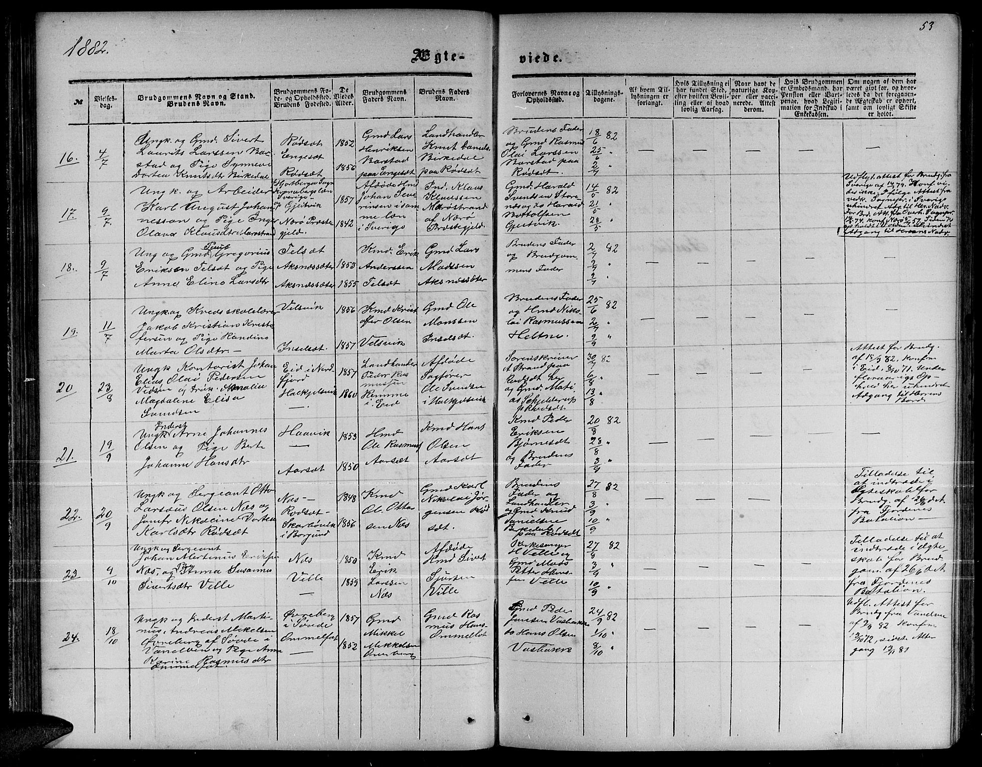 Ministerialprotokoller, klokkerbøker og fødselsregistre - Møre og Romsdal, AV/SAT-A-1454/511/L0157: Parish register (copy) no. 511C03, 1864-1884, p. 53