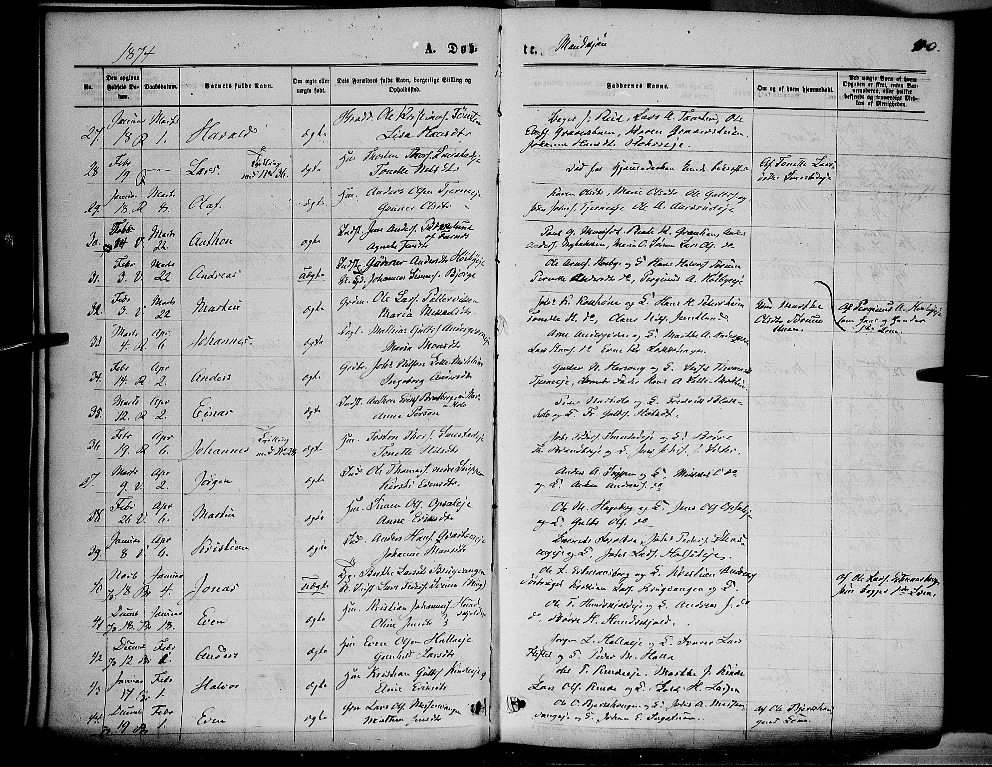 Ringsaker prestekontor, AV/SAH-PREST-014/K/Ka/L0011: Parish register (official) no. 11, 1870-1878, p. 40