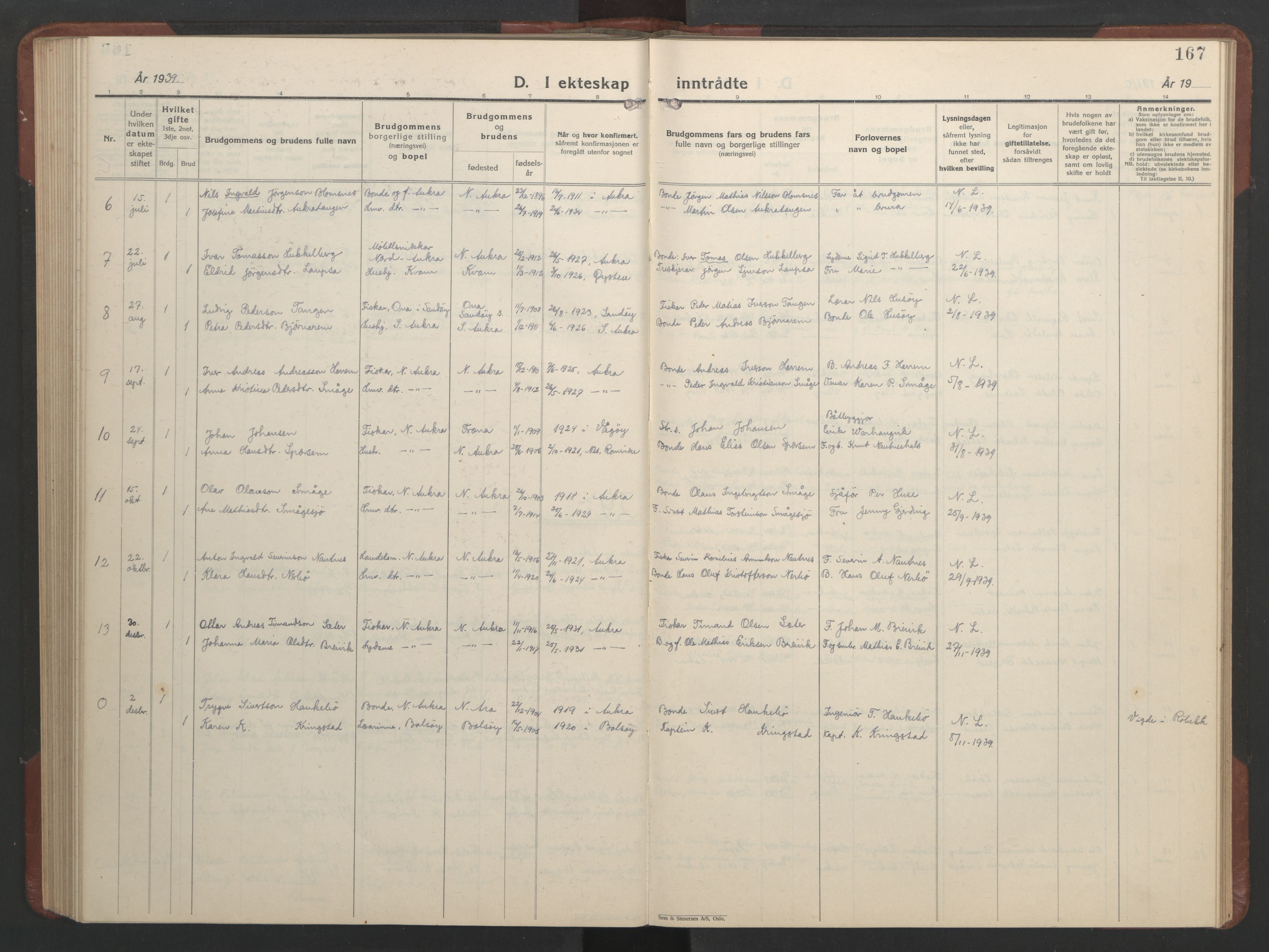 Ministerialprotokoller, klokkerbøker og fødselsregistre - Møre og Romsdal, SAT/A-1454/560/L0726: Parish register (copy) no. 560C03, 1928-1952, p. 167