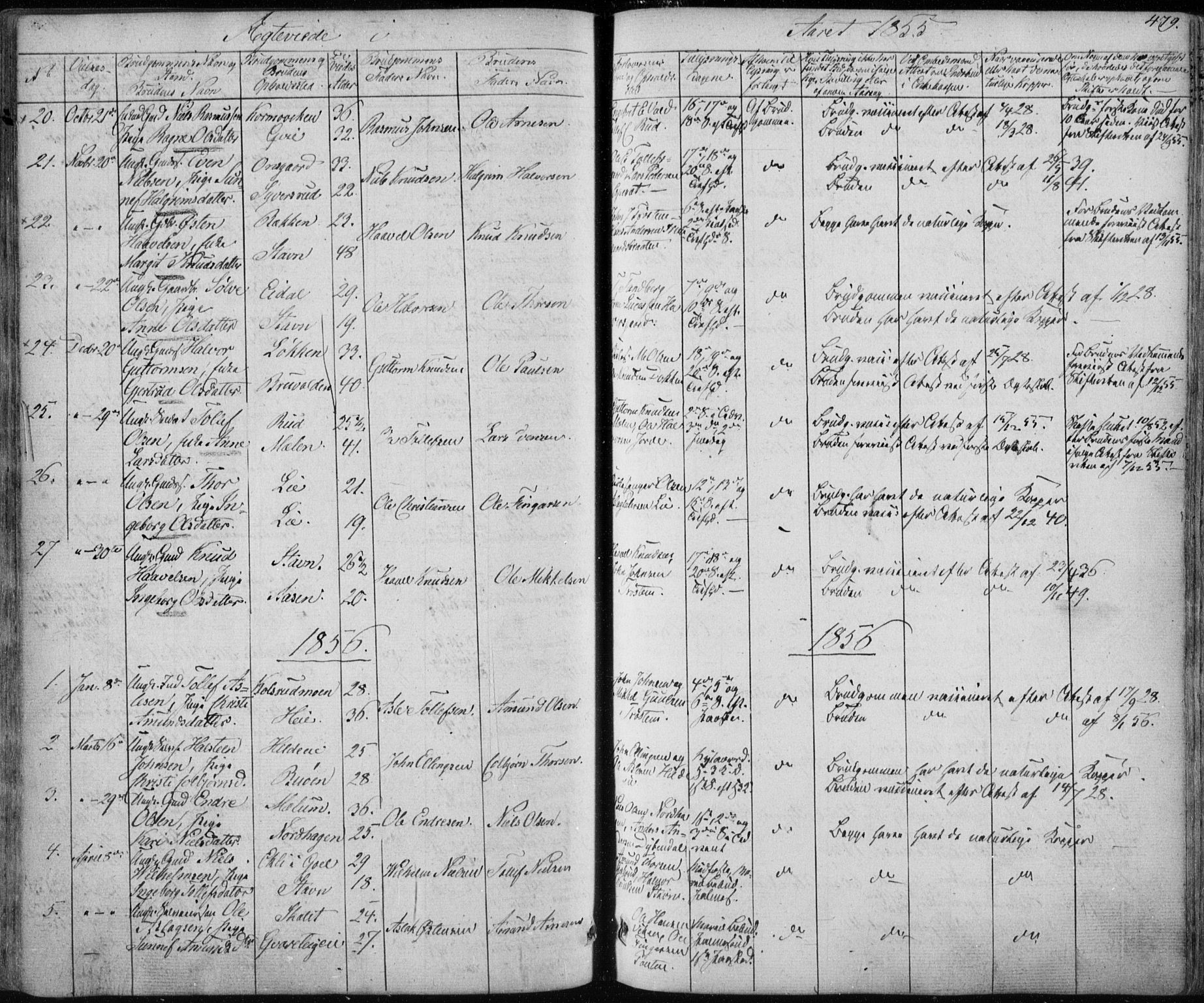 Nes kirkebøker, SAKO/A-236/F/Fa/L0009: Parish register (official) no. 9, 1834-1863, p. 479