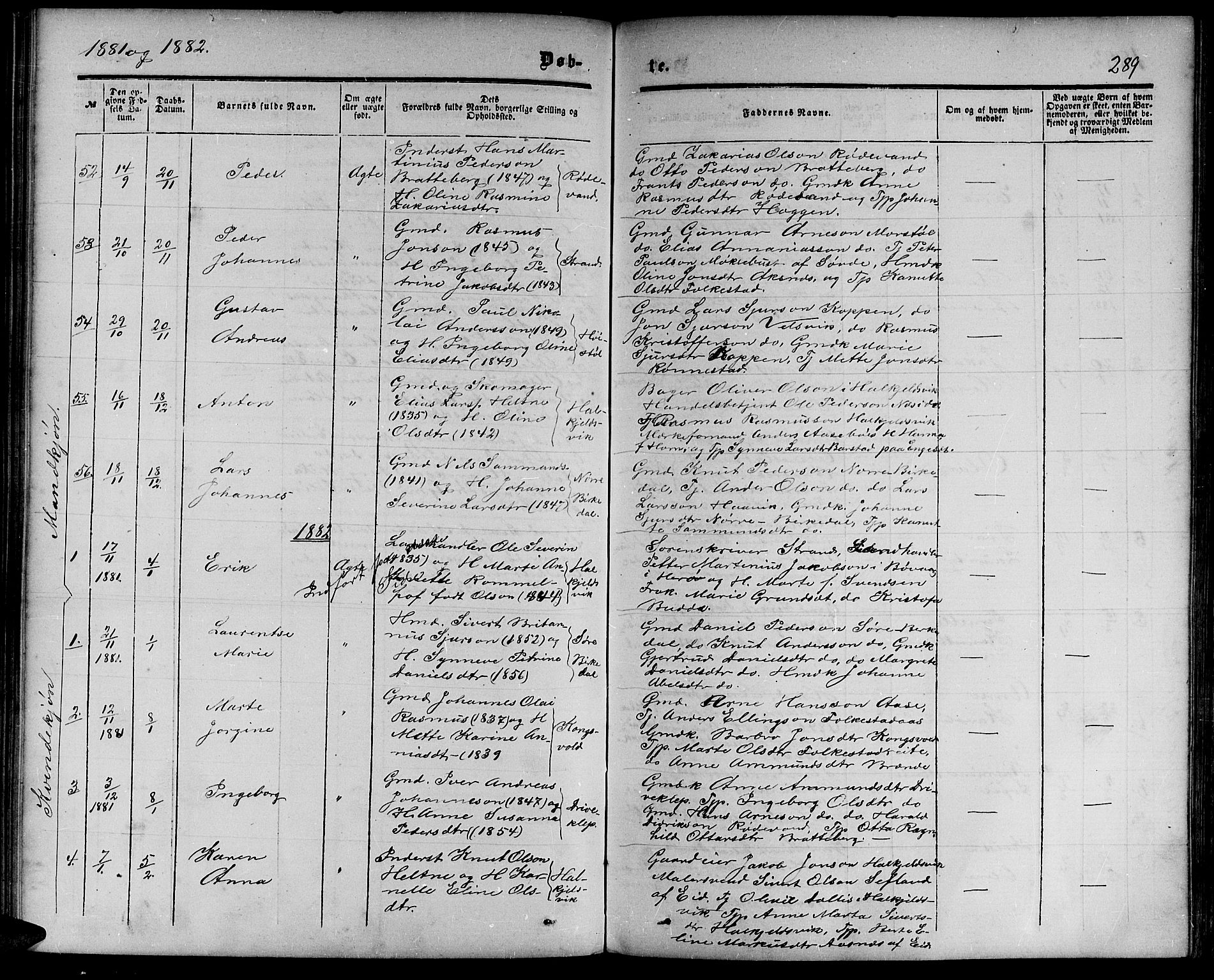 Ministerialprotokoller, klokkerbøker og fødselsregistre - Møre og Romsdal, AV/SAT-A-1454/511/L0157: Parish register (copy) no. 511C03, 1864-1884, p. 289