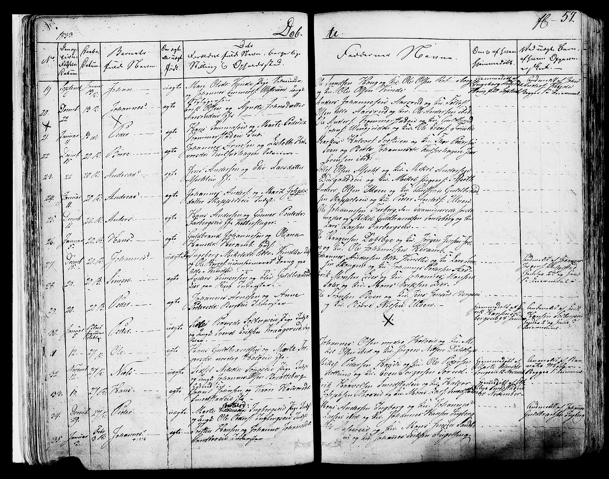 Ringsaker prestekontor, AV/SAH-PREST-014/K/Ka/L0007: Parish register (official) no. 7A, 1826-1837, p. 57