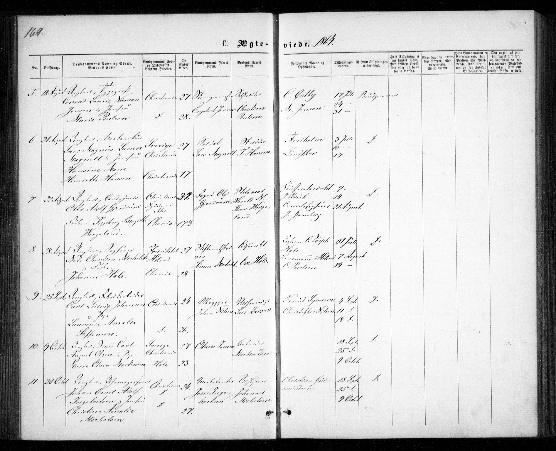 Garnisonsmenigheten Kirkebøker, SAO/A-10846/G/Ga/L0006: Parish register (copy) no. 6, 1860-1880, p. 169
