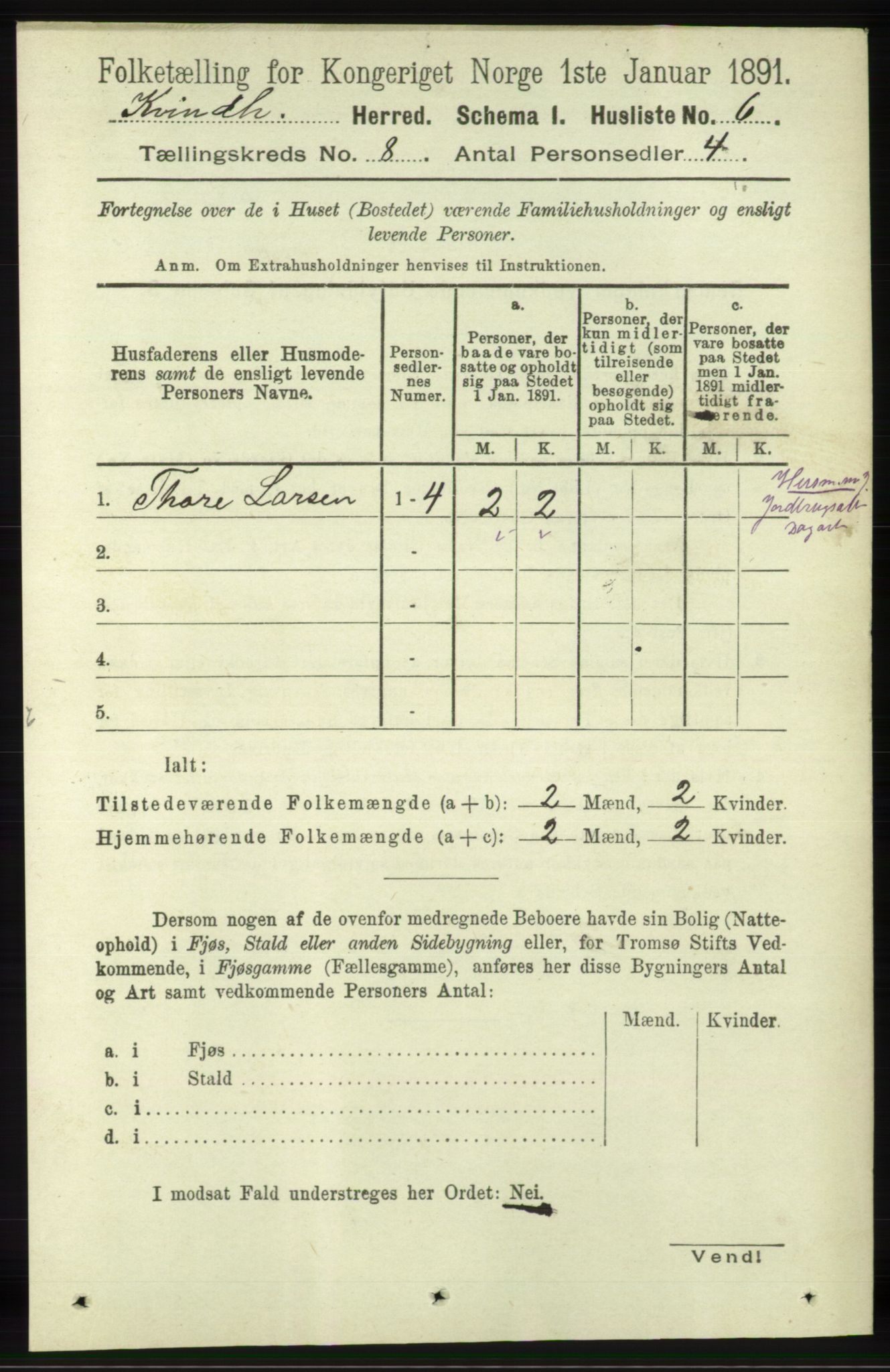 RA, 1891 census for 1224 Kvinnherad, 1891, p. 2927