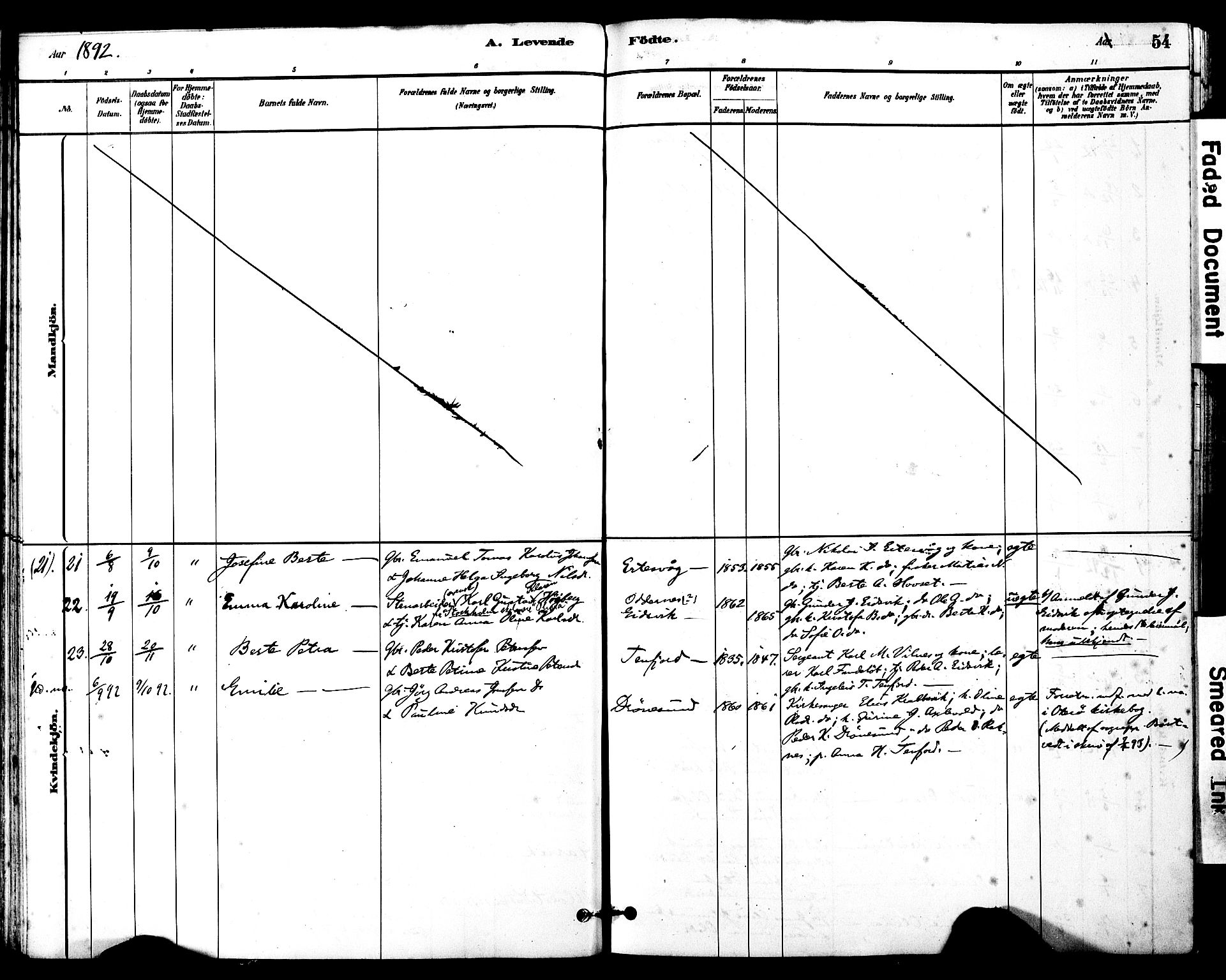 Ministerialprotokoller, klokkerbøker og fødselsregistre - Møre og Romsdal, SAT/A-1454/525/L0374: Parish register (official) no. 525A04, 1880-1899, p. 54