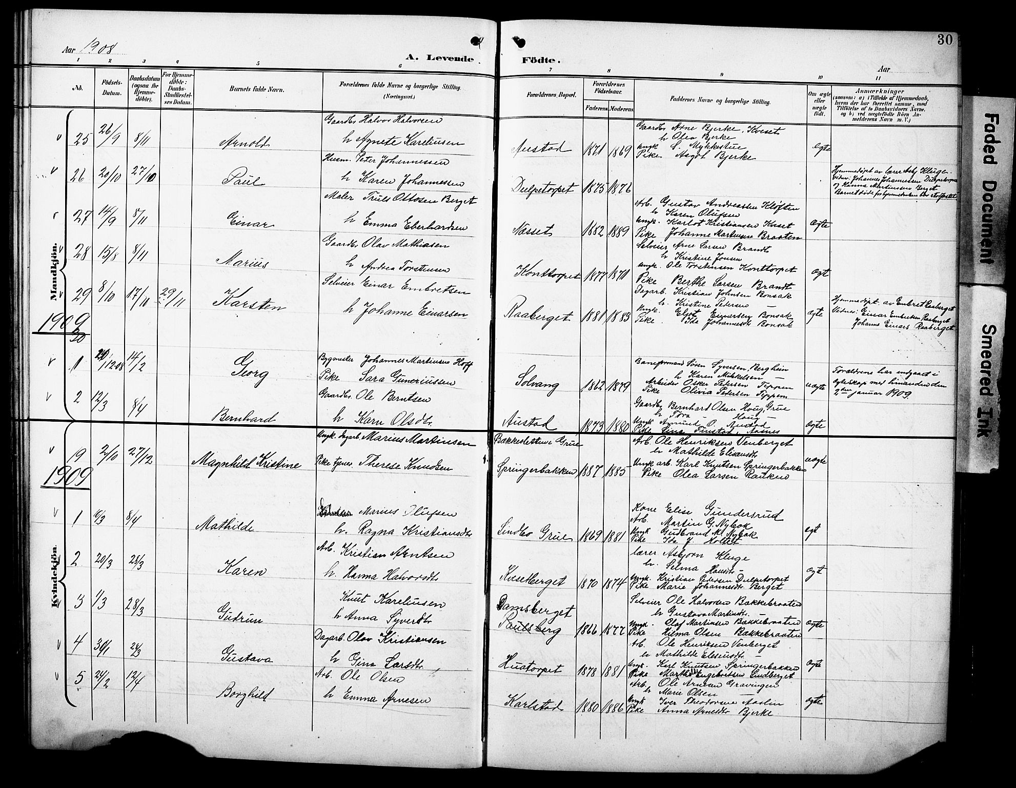 Hof prestekontor, SAH/PREST-038/H/Ha/Hab/L0005: Parish register (copy) no. 5, 1899-1916, p. 30