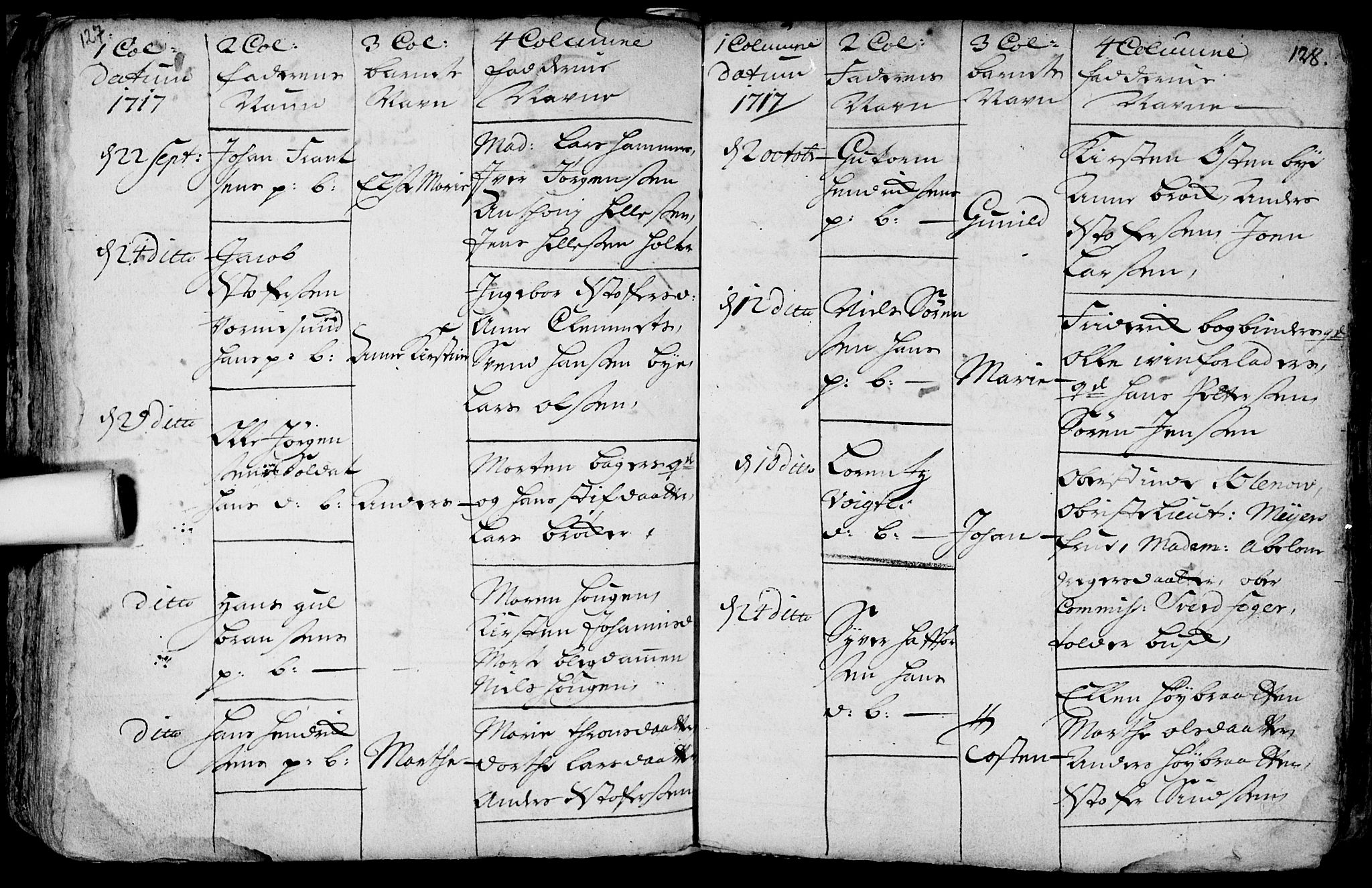 Aker prestekontor kirkebøker, AV/SAO-A-10861/F/L0002: Parish register (official) no. 2, 1714-1720, p. 127-128