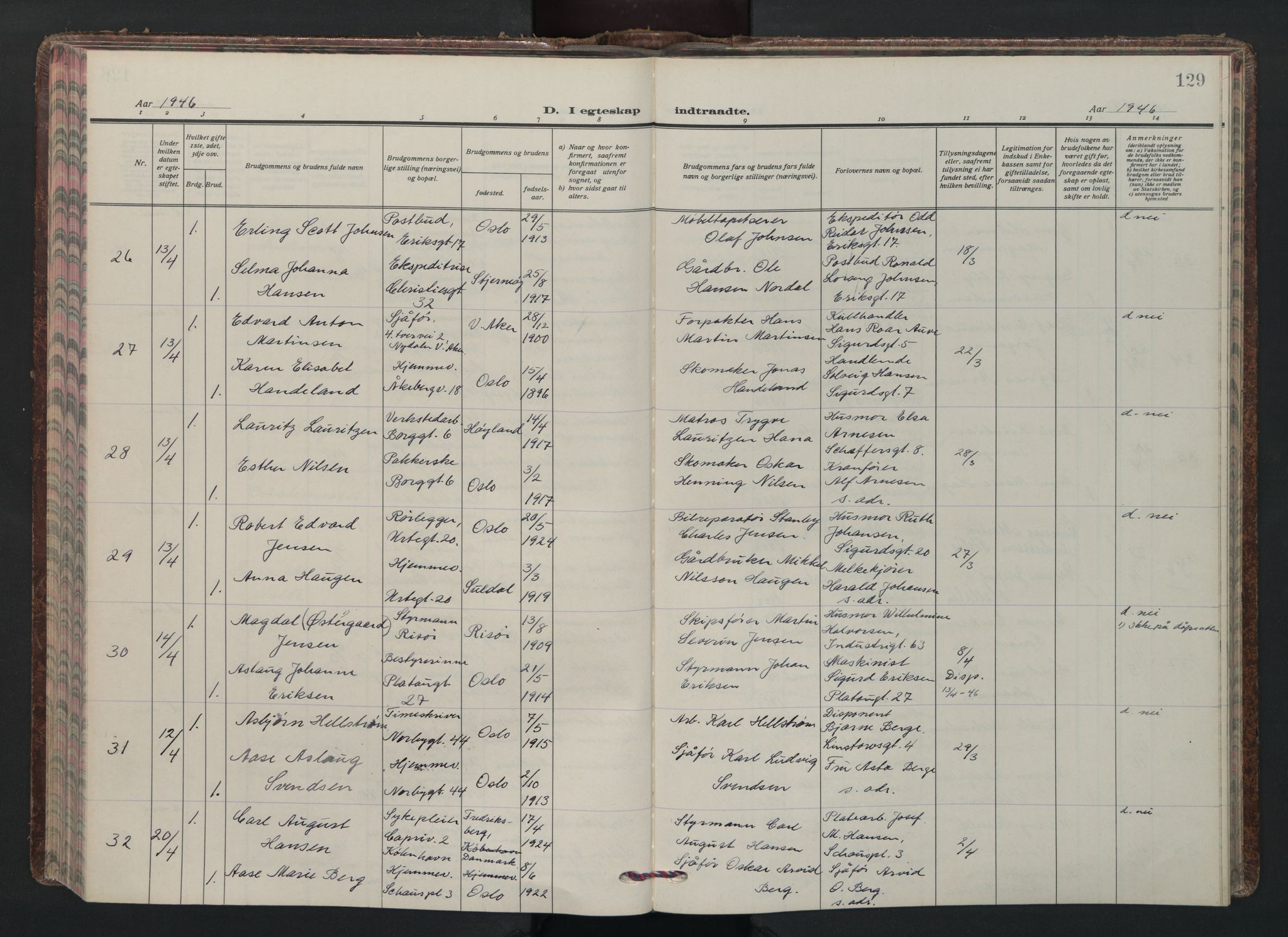 Grønland prestekontor Kirkebøker, SAO/A-10848/F/Fa/L0020: Parish register (official) no. 20, 1935-1946, p. 129