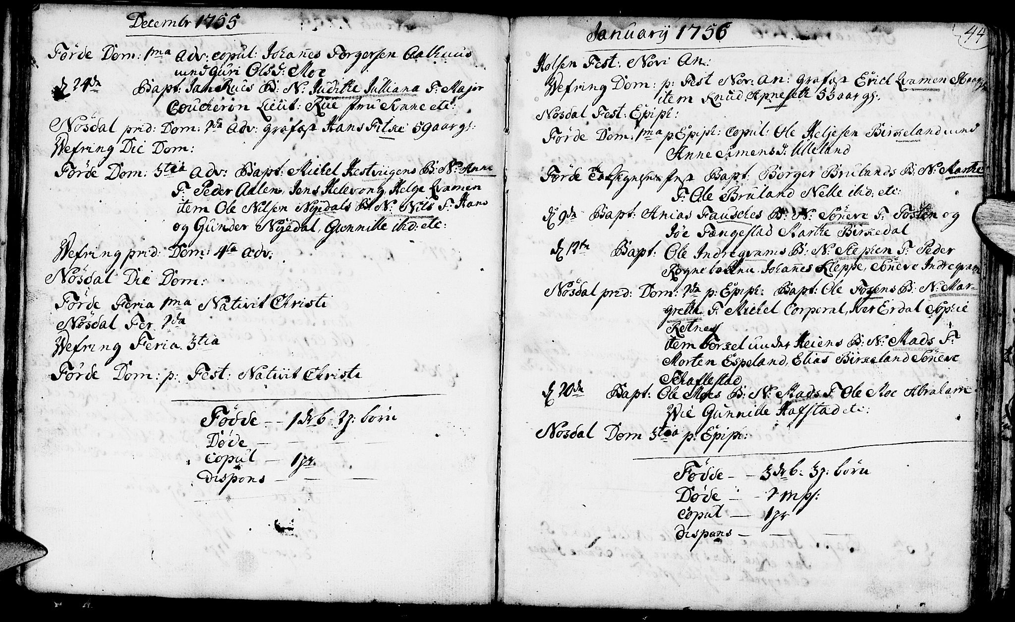 Førde sokneprestembete, SAB/A-79901/H/Haa/Haaa/L0003: Parish register (official) no. A 3, 1749-1764, p. 44