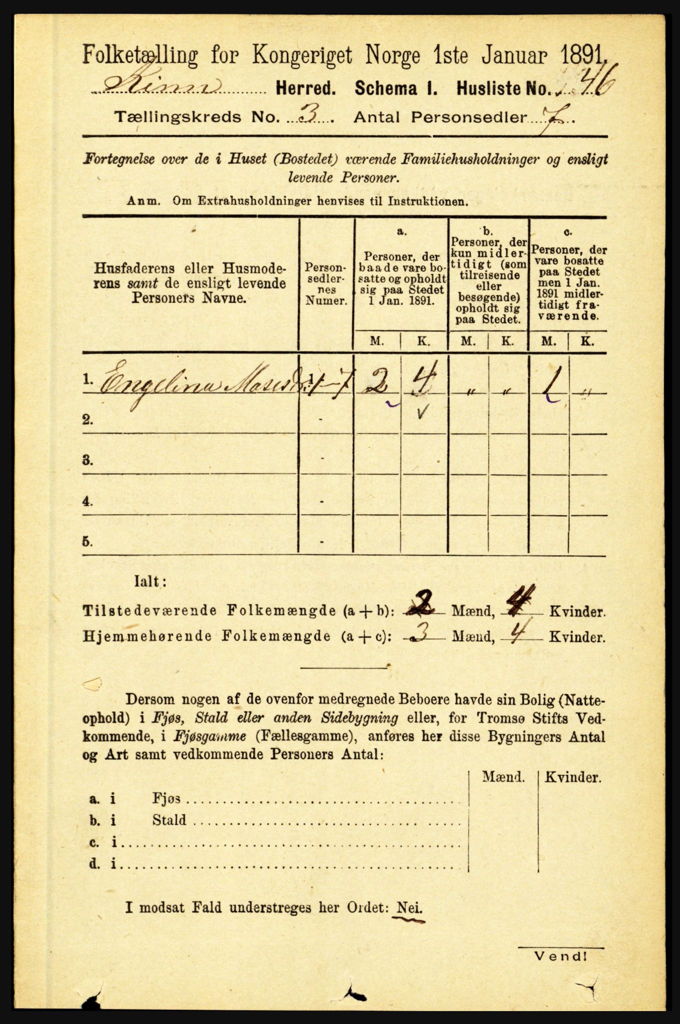 RA, 1891 census for 1437 Kinn, 1891, p. 929