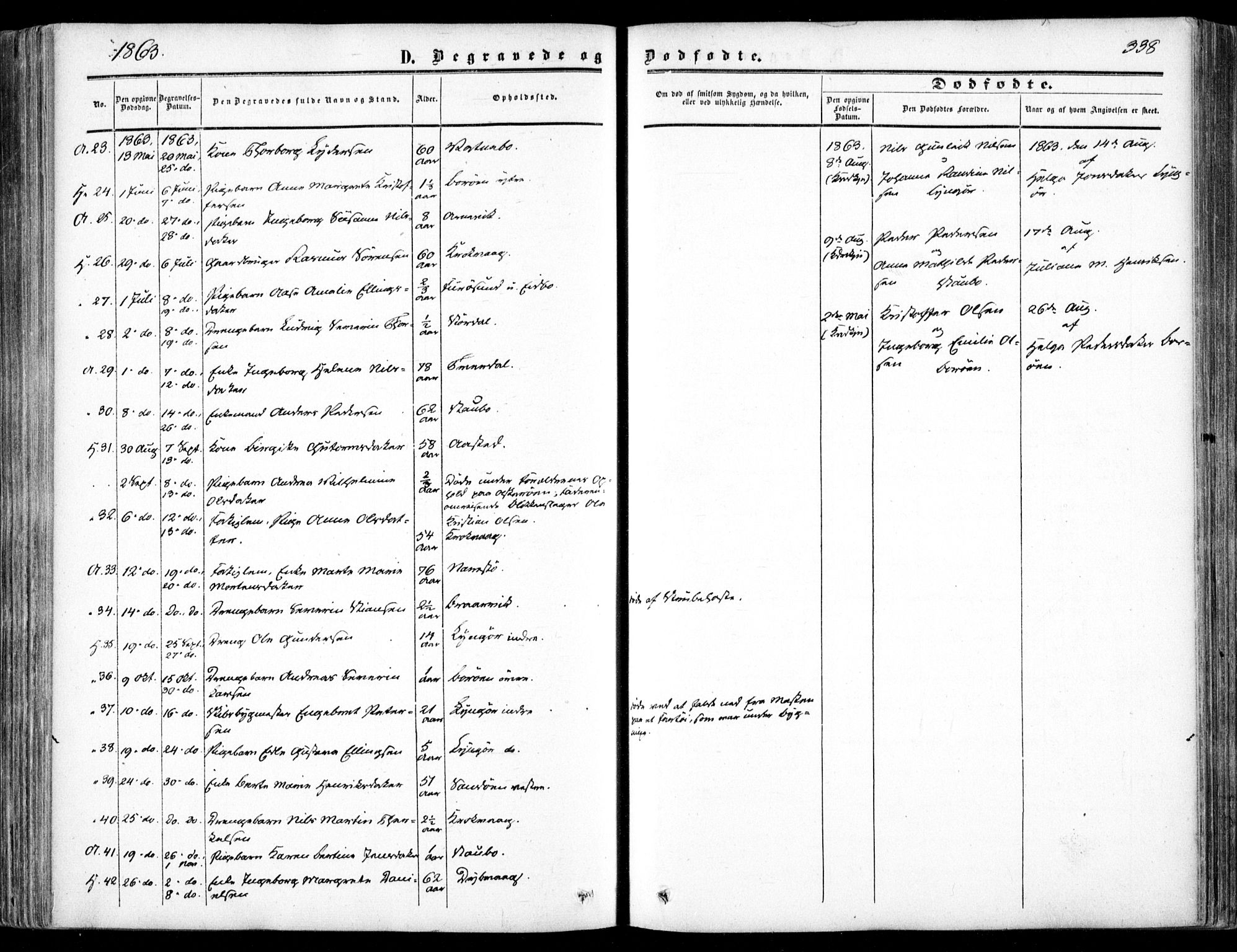 Dypvåg sokneprestkontor, SAK/1111-0007/F/Fa/Faa/L0006: Parish register (official) no. A 6, 1855-1872, p. 338