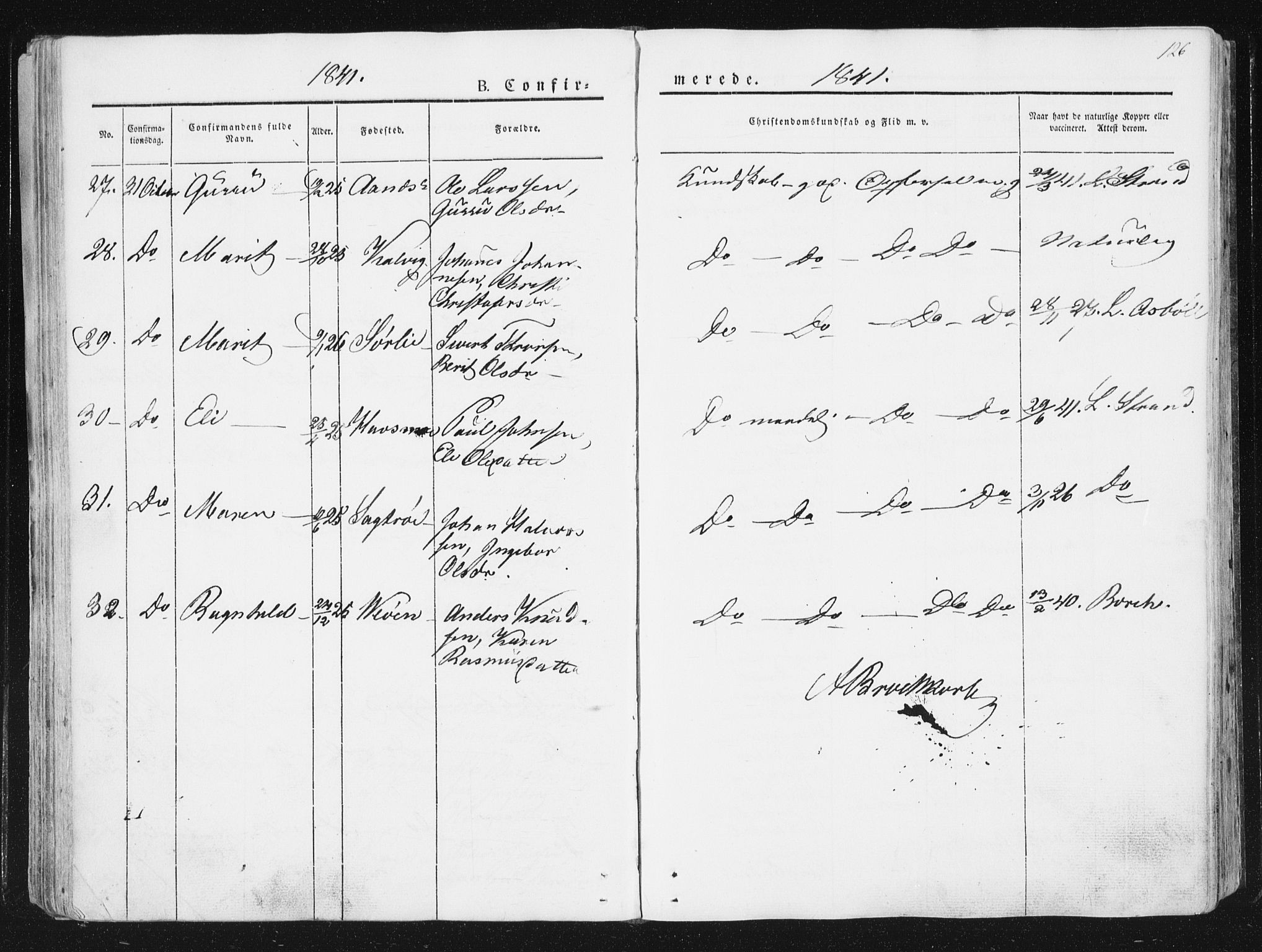 Ministerialprotokoller, klokkerbøker og fødselsregistre - Sør-Trøndelag, SAT/A-1456/630/L0493: Parish register (official) no. 630A06, 1841-1851, p. 126