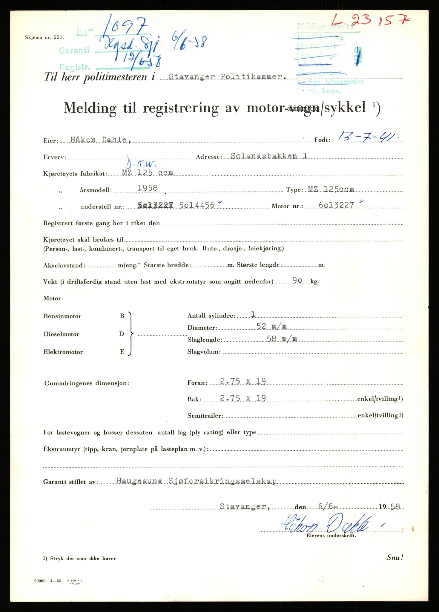 Stavanger trafikkstasjon, SAST/A-101942/0/F/L0040: L-22800 - L-23999, 1930-1971, p. 961