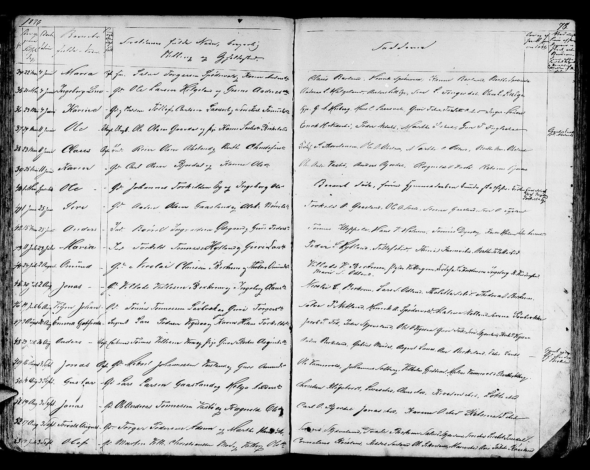 Helleland sokneprestkontor, AV/SAST-A-101810: Parish register (copy) no. B 3, 1847-1886, p. 78
