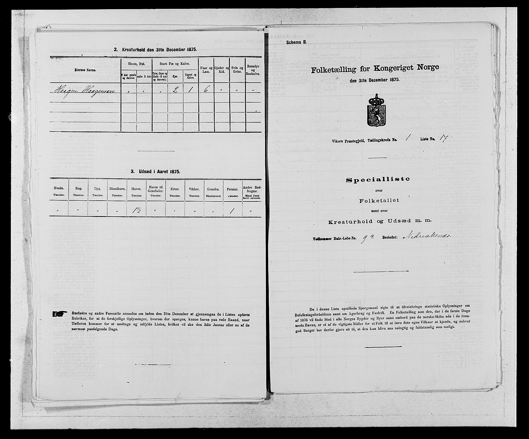 SAB, 1875 census for 1238P Vikør, 1875, p. 53
