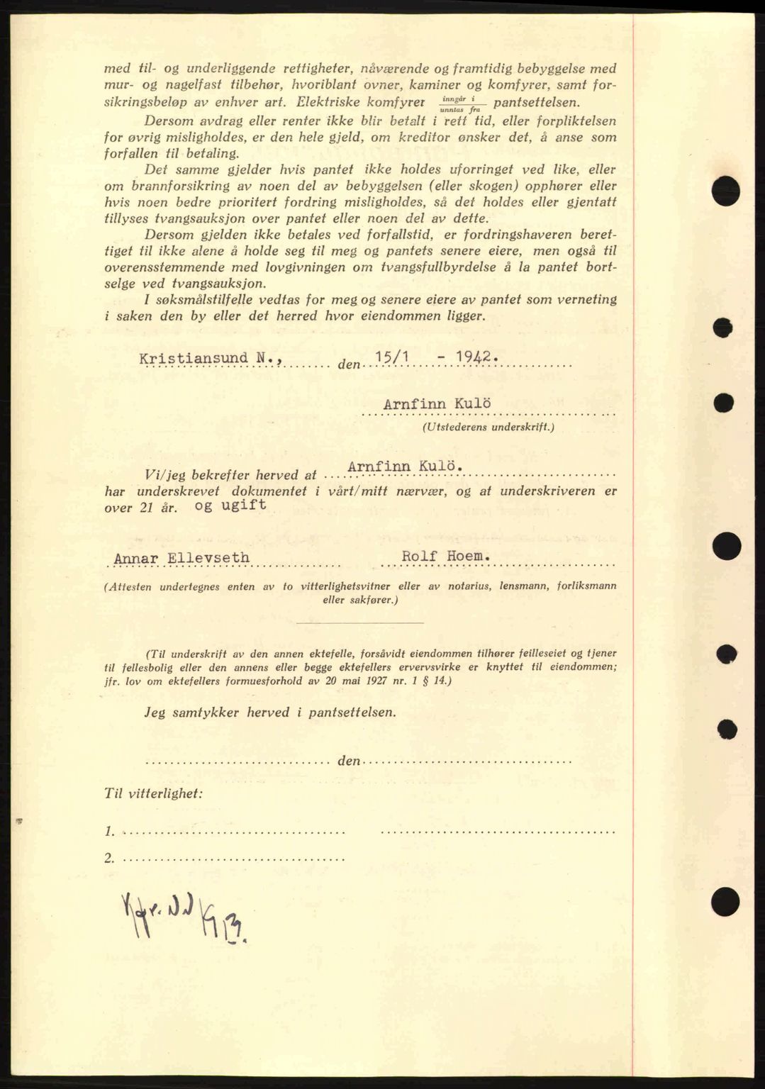 Nordmøre sorenskriveri, SAT/A-4132/1/2/2Ca: Mortgage book no. B88, 1941-1942, Diary no: : 503/1942