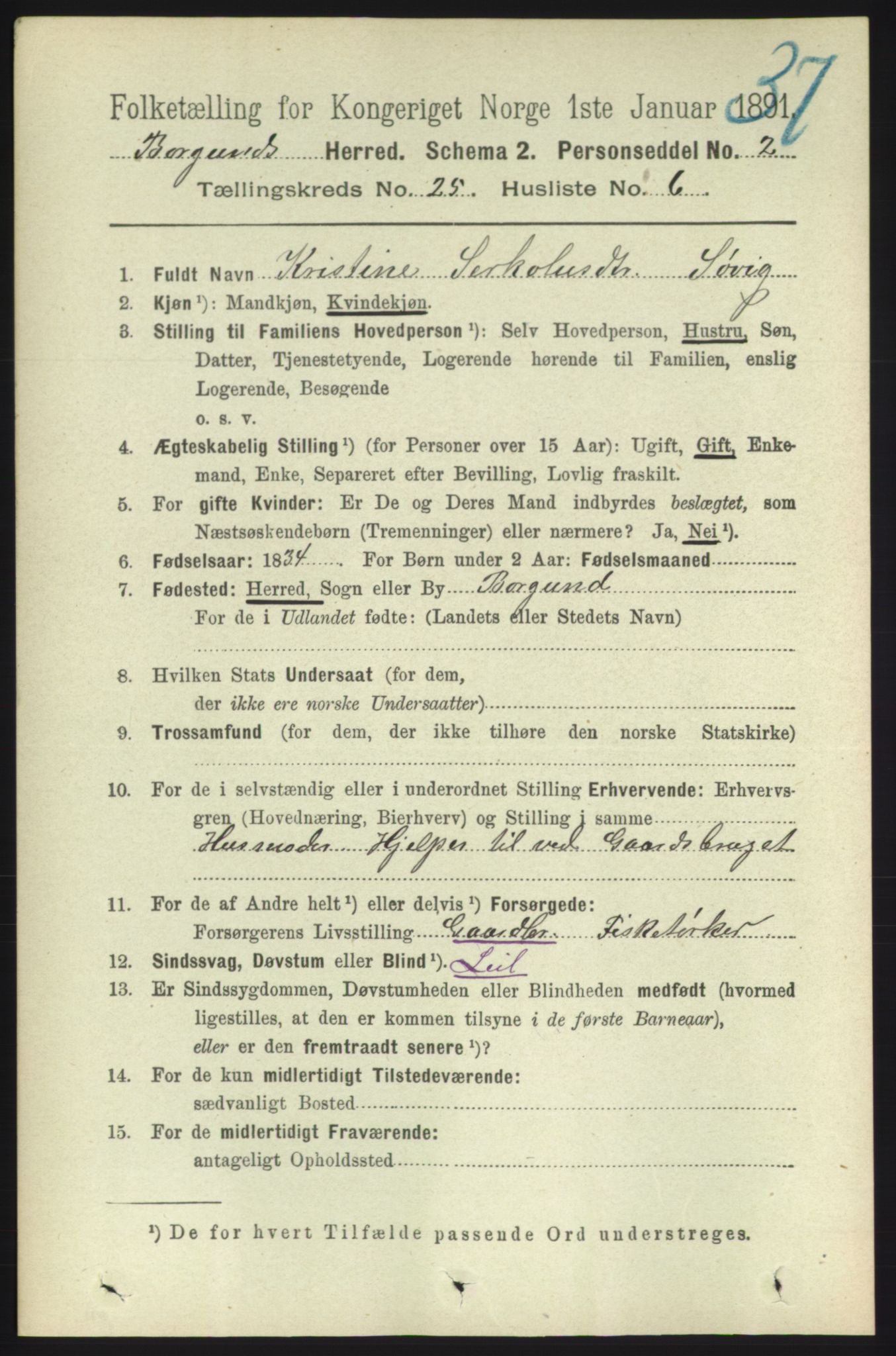 RA, 1891 census for 1531 Borgund, 1891, p. 7293