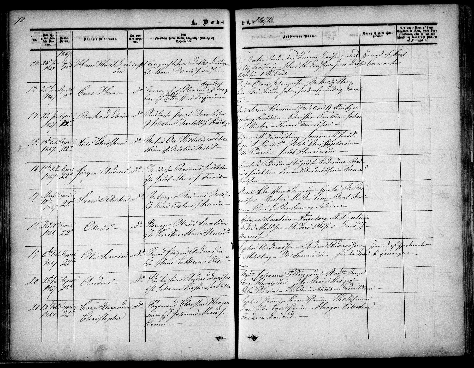 Arendal sokneprestkontor, Trefoldighet, AV/SAK-1111-0040/F/Fa/L0006: Parish register (official) no. A 6, 1855-1868, p. 70