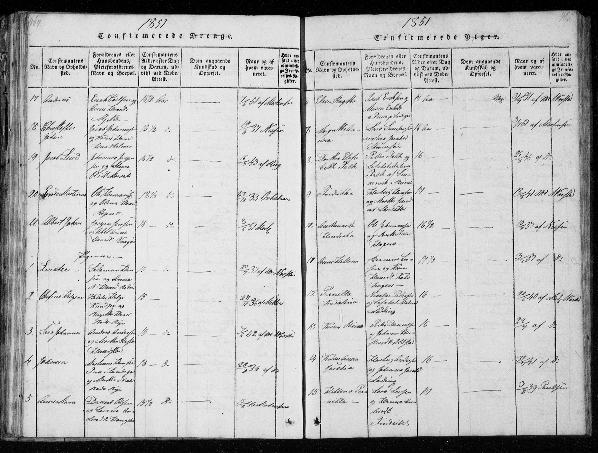 Ministerialprotokoller, klokkerbøker og fødselsregistre - Nordland, SAT/A-1459/801/L0026: Parish register (copy) no. 801C01, 1820-1855, p. 464-465