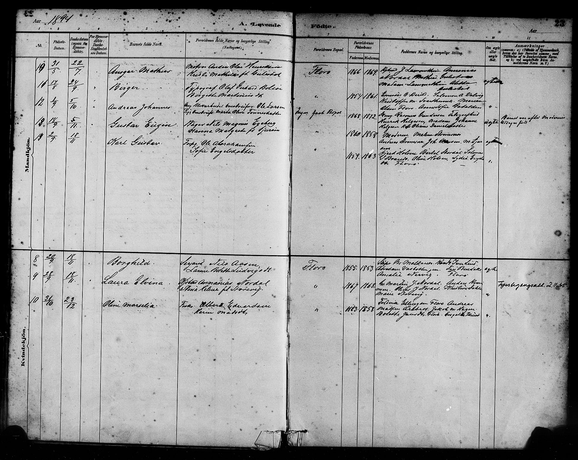 Kinn sokneprestembete, SAB/A-80801/H/Haa/Haac/L0001: Parish register (official) no. C 1, 1883-1894, p. 23