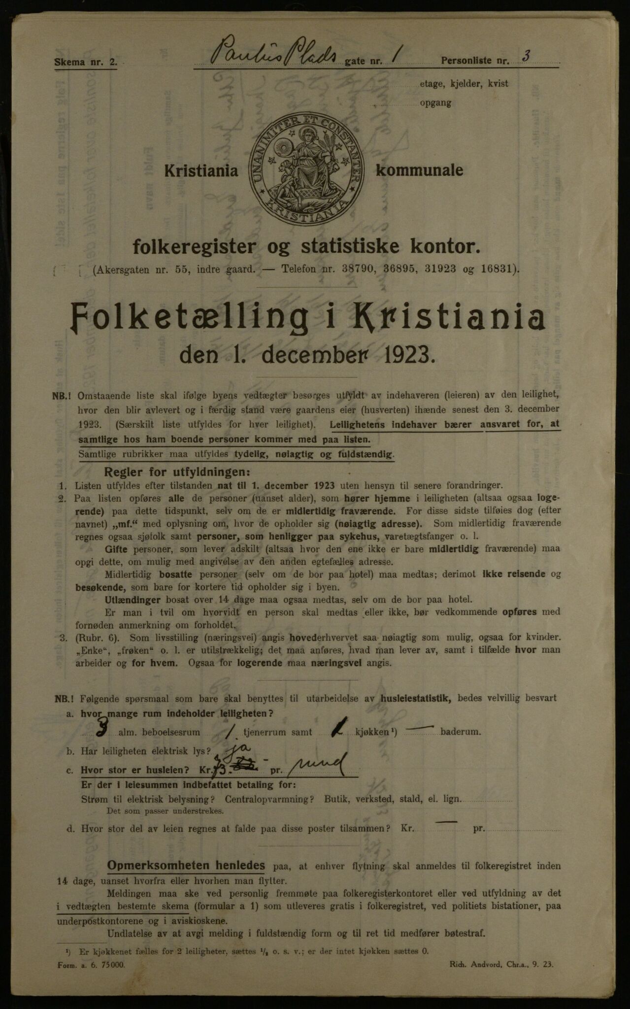 OBA, Municipal Census 1923 for Kristiania, 1923, p. 86588