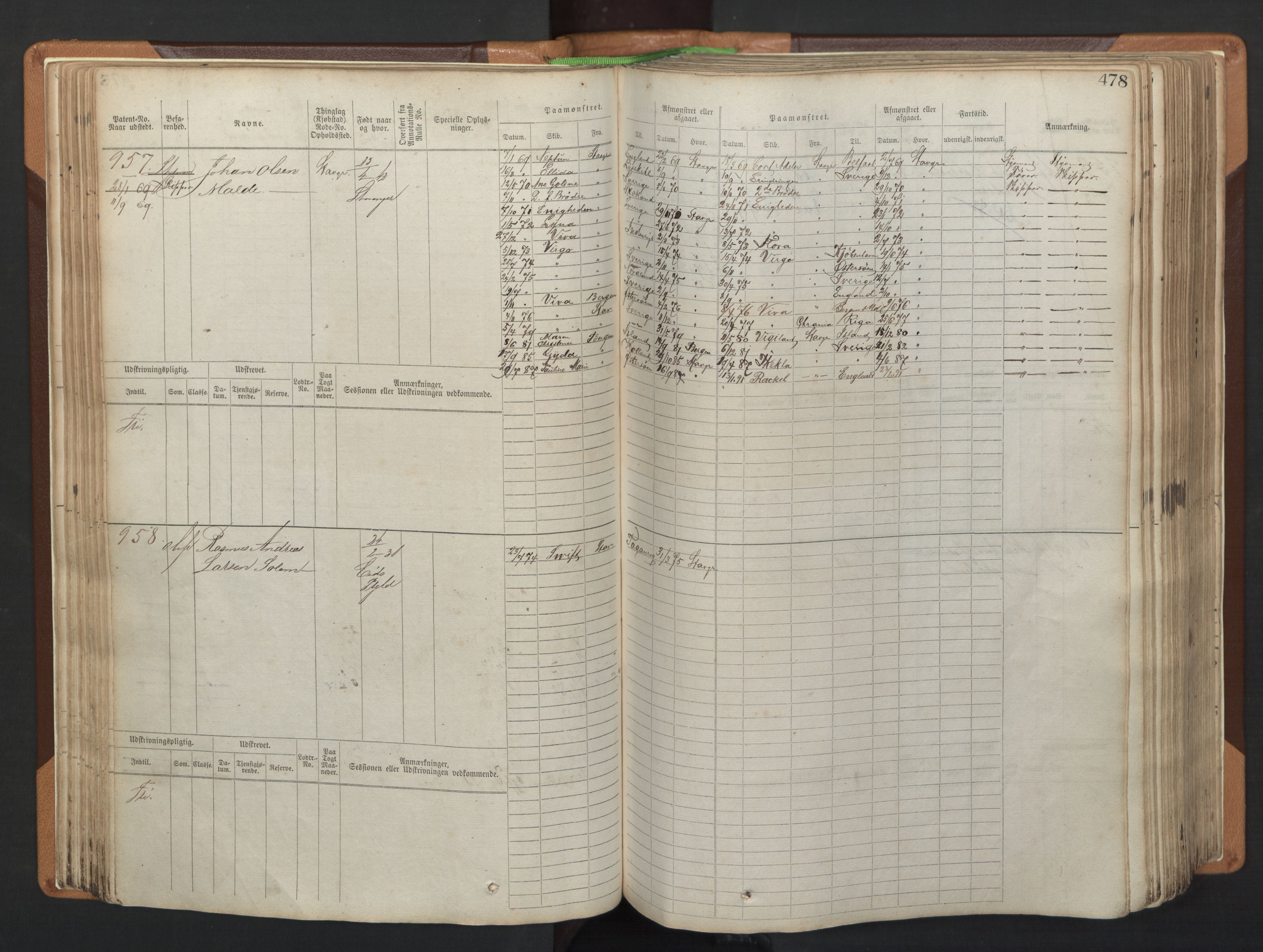 Stavanger sjømannskontor, AV/SAST-A-102006/F/Fb/Fbb/L0005: Sjøfartshovedrulle, patentnr. 793-1606 (del 2), 1869-1880, p. 88