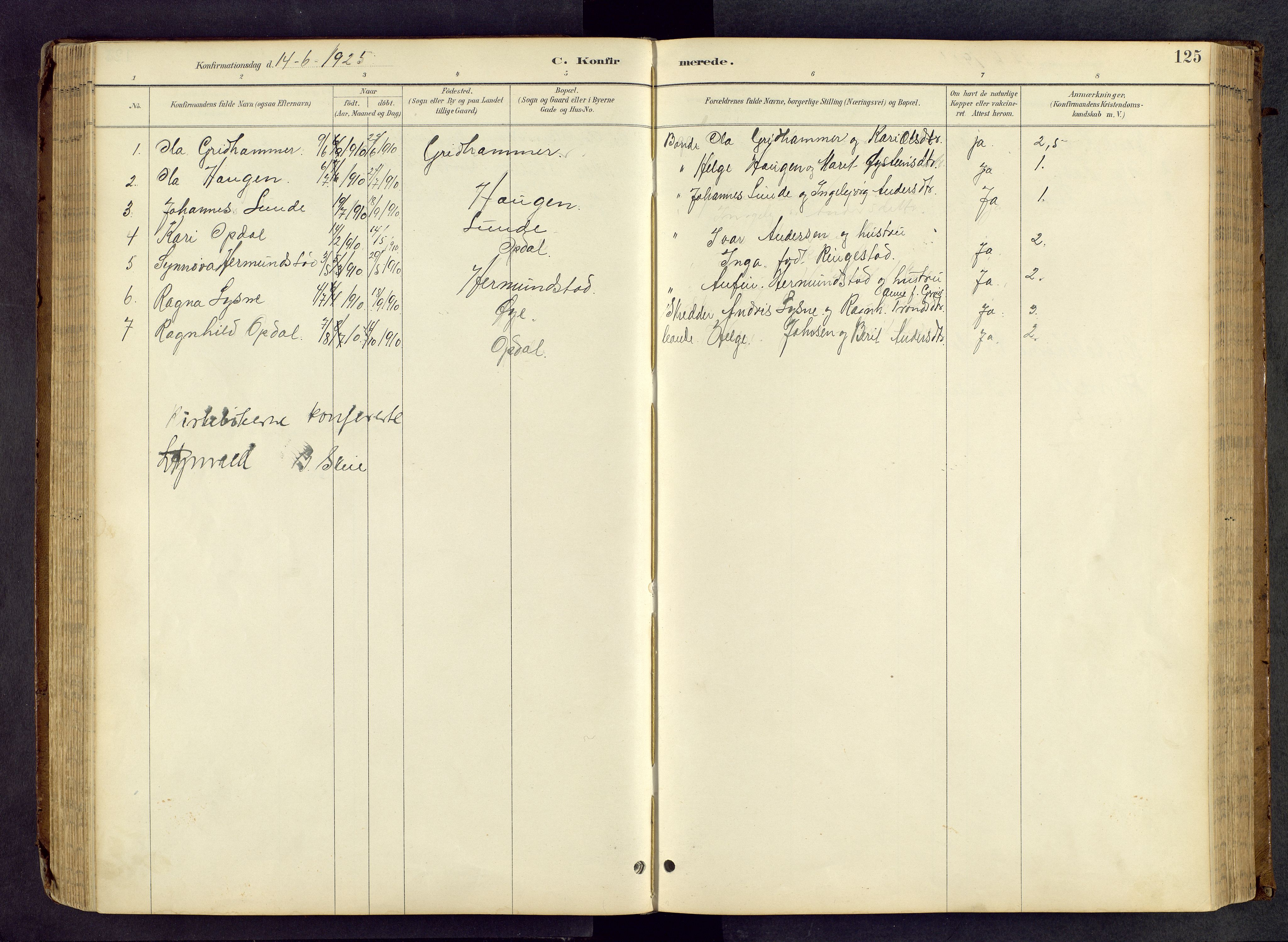 Vang prestekontor, Valdres, SAH/PREST-140/H/Hb/L0005: Parish register (copy) no. 5, 1889-1945, p. 125