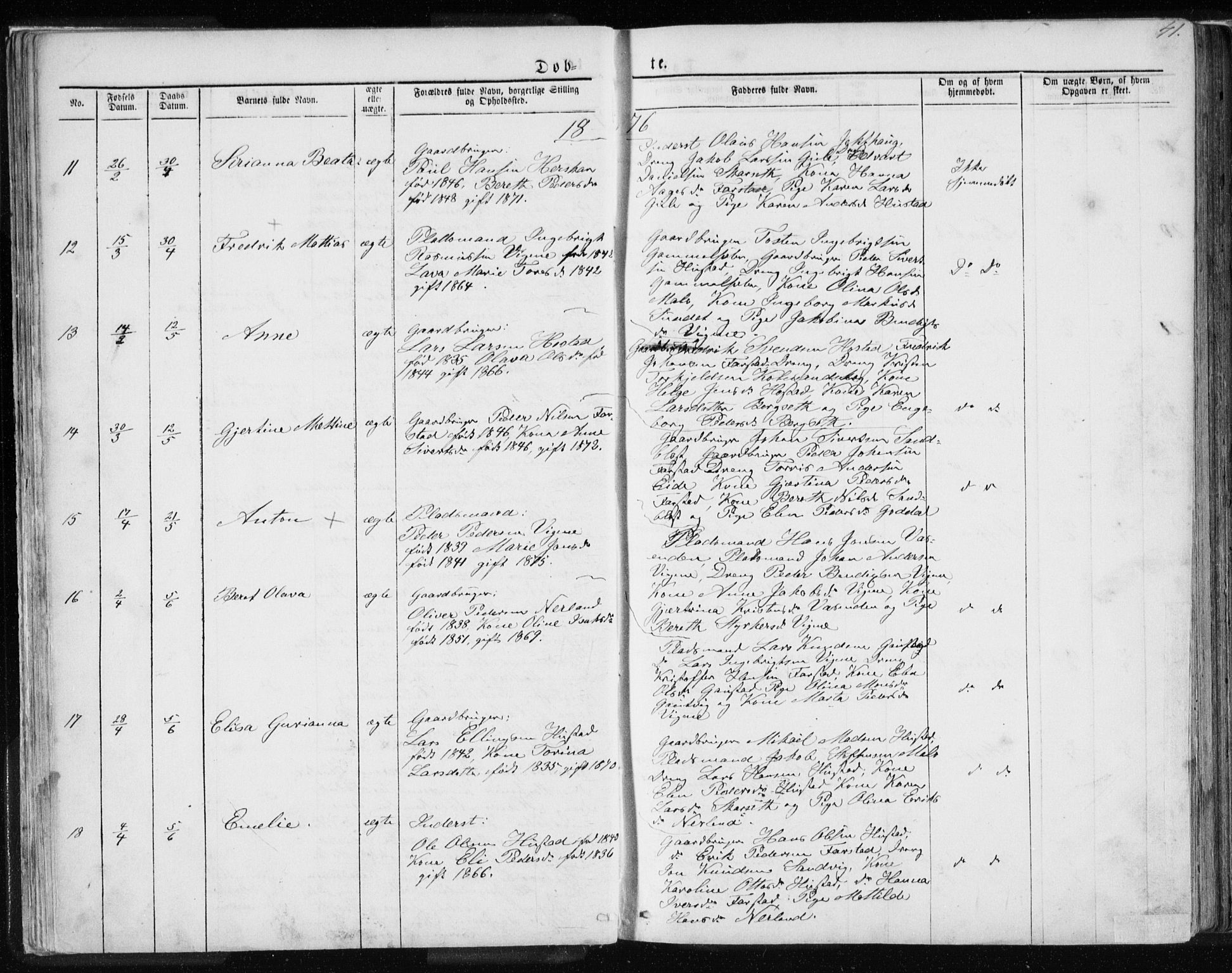 Ministerialprotokoller, klokkerbøker og fødselsregistre - Møre og Romsdal, AV/SAT-A-1454/567/L0782: Parish register (copy) no. 567C02, 1867-1886, p. 41