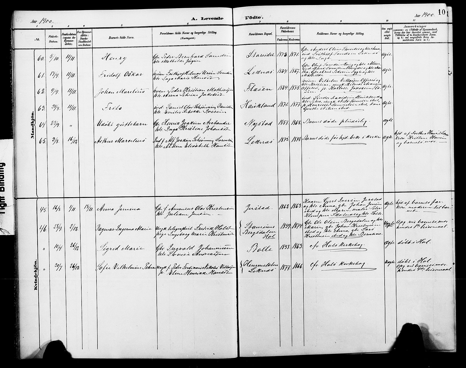 Ministerialprotokoller, klokkerbøker og fødselsregistre - Nordland, AV/SAT-A-1459/881/L1168: Parish register (copy) no. 881C05, 1900-1911, p. 10