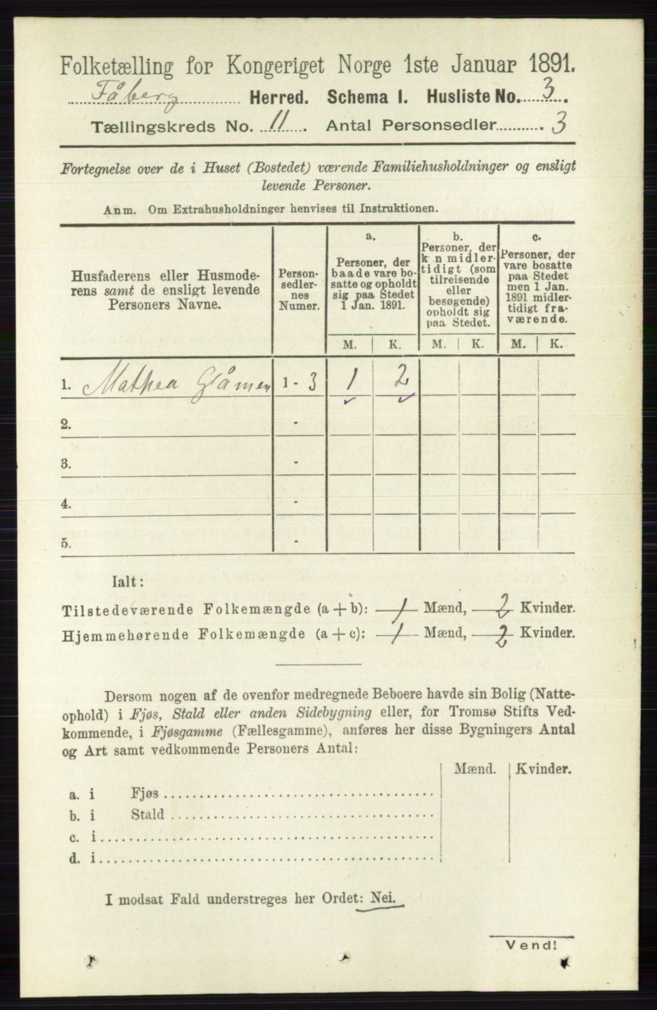 RA, 1891 census for 0524 Fåberg, 1891, p. 4451