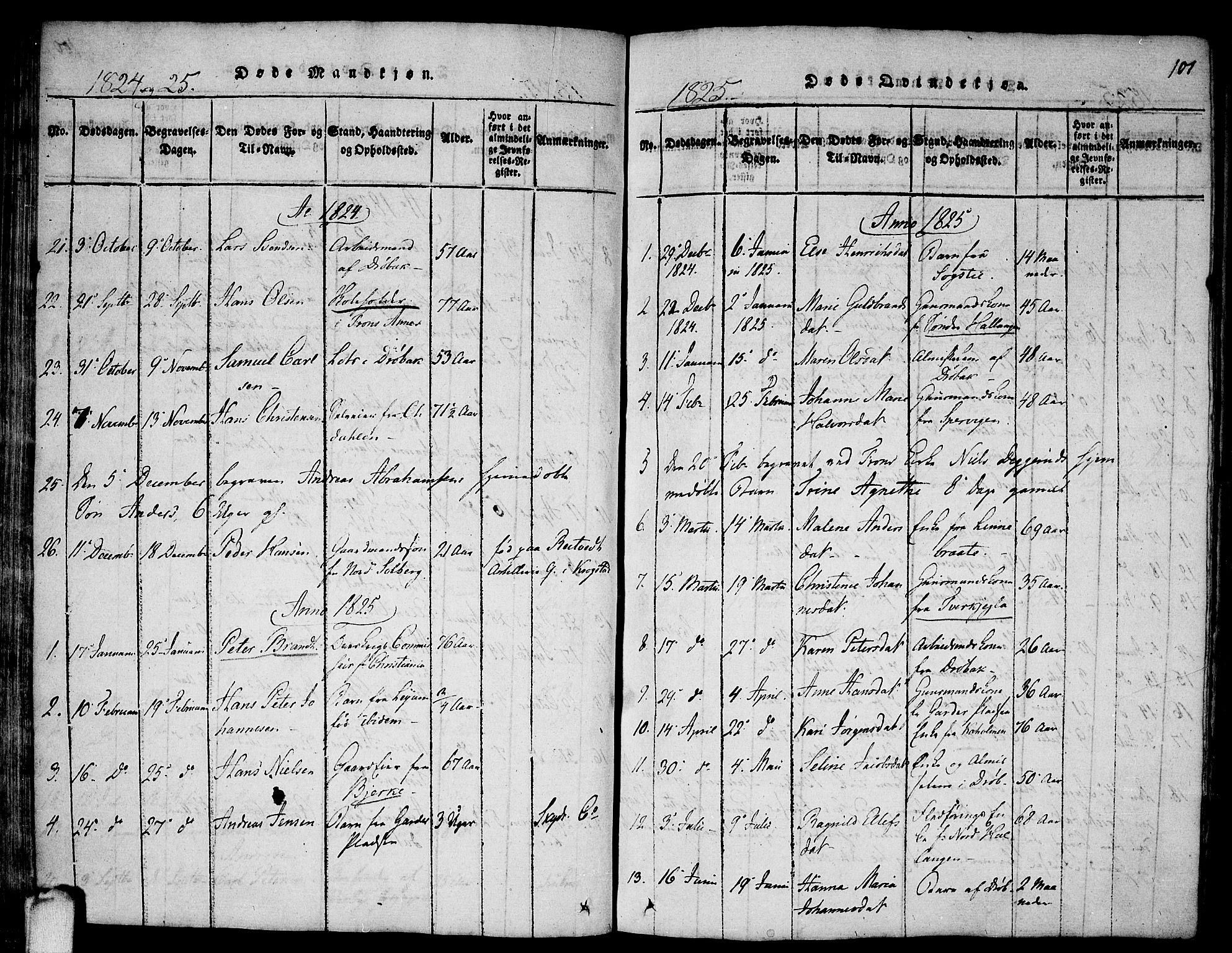 Drøbak prestekontor Kirkebøker, SAO/A-10142a/F/Fa/L0001: Parish register (official) no. I 1, 1816-1842, p. 101
