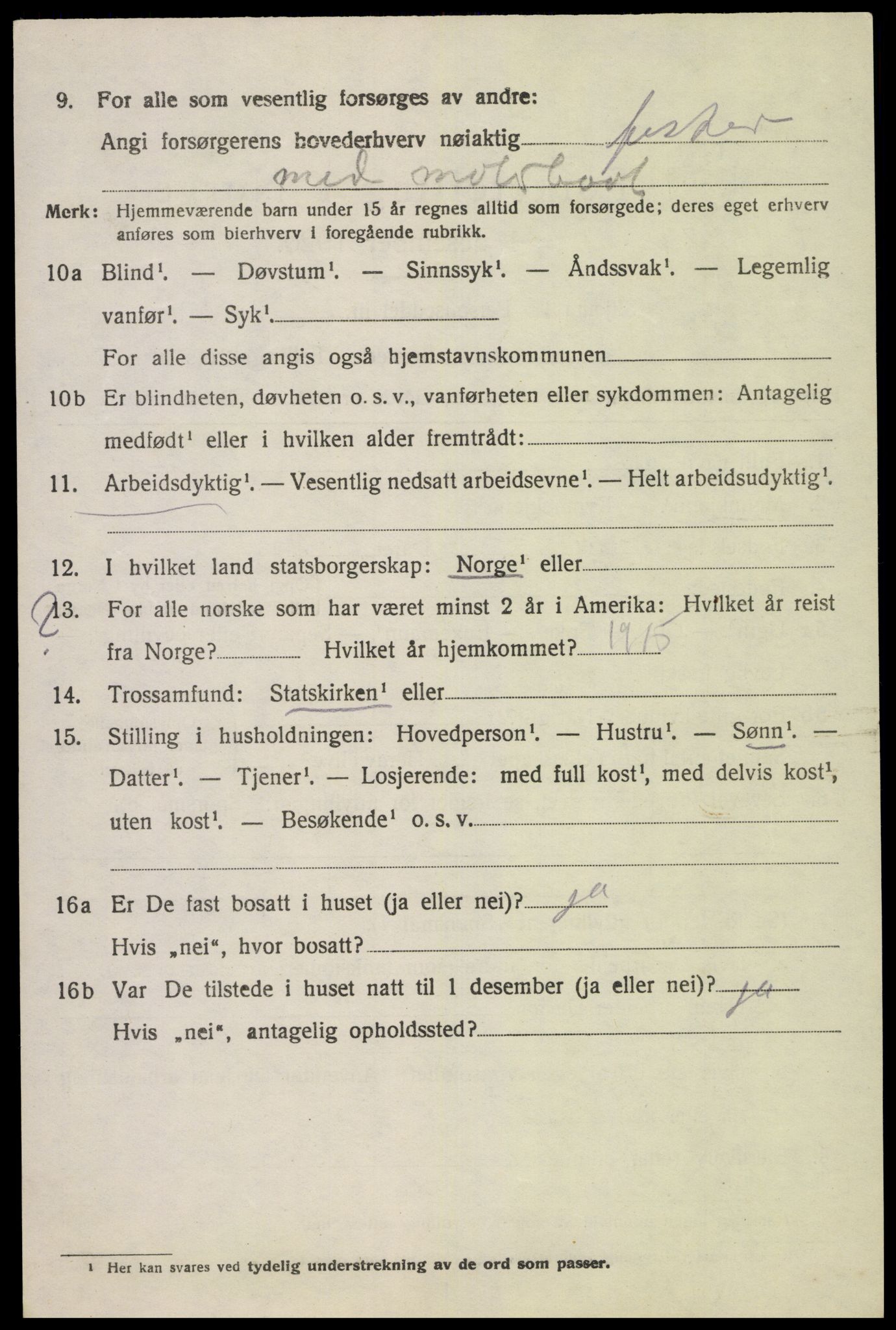 SAK, 1920 census for Nes (V-A), 1920, p. 5909