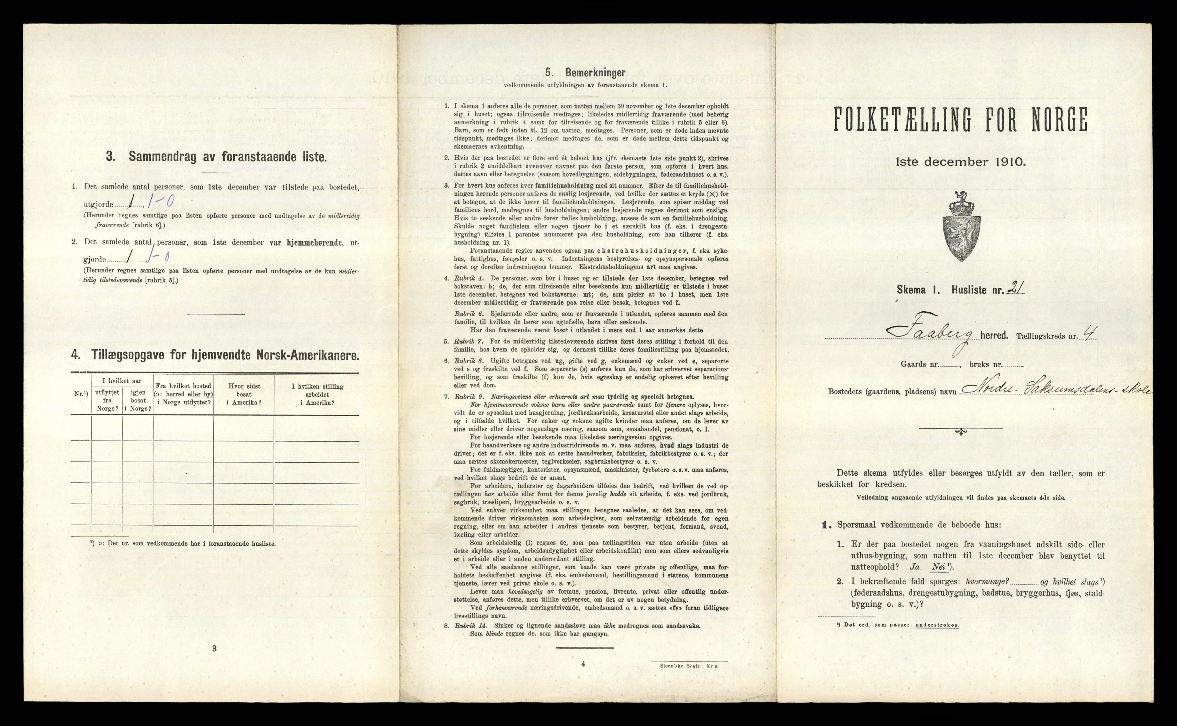 RA, 1910 census for Fåberg, 1910, p. 396