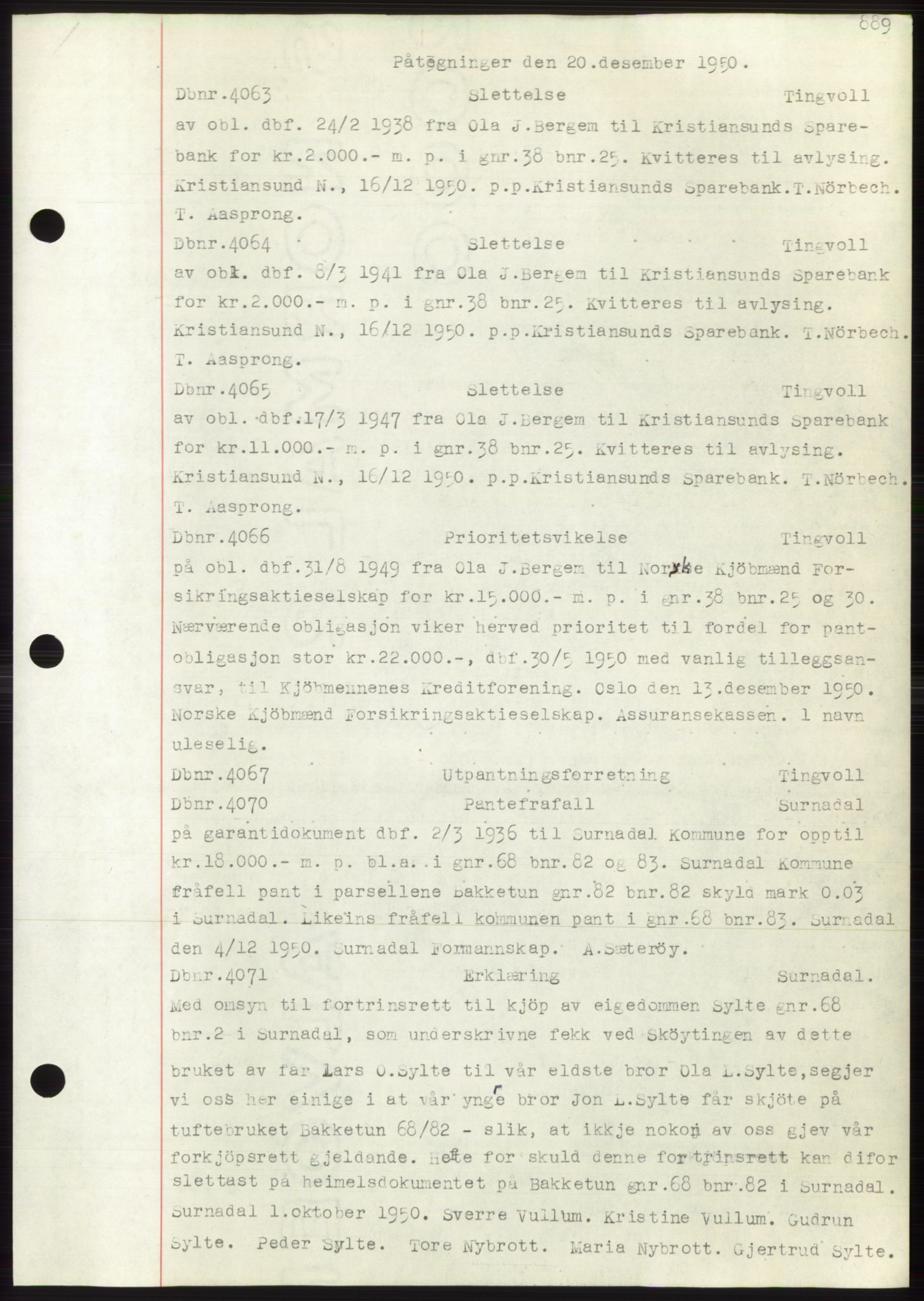 Nordmøre sorenskriveri, SAT/A-4132/1/2/2Ca: Mortgage book no. C82b, 1946-1951, Diary no: : 4063/1950