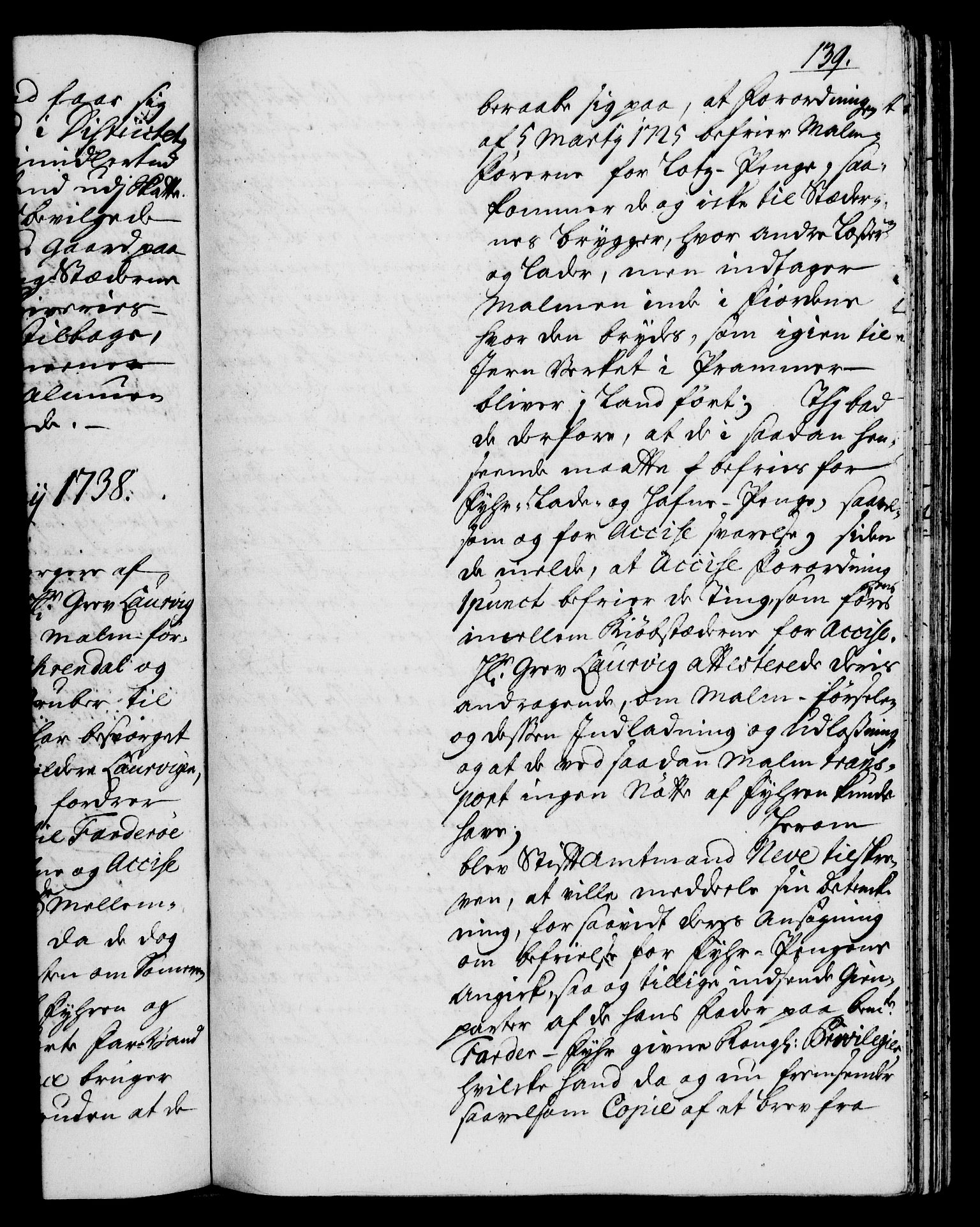 Rentekammeret, Kammerkanselliet, RA/EA-3111/G/Gh/Gha/L0020: Norsk ekstraktmemorialprotokoll (merket RK 53.65), 1738-1739, p. 139