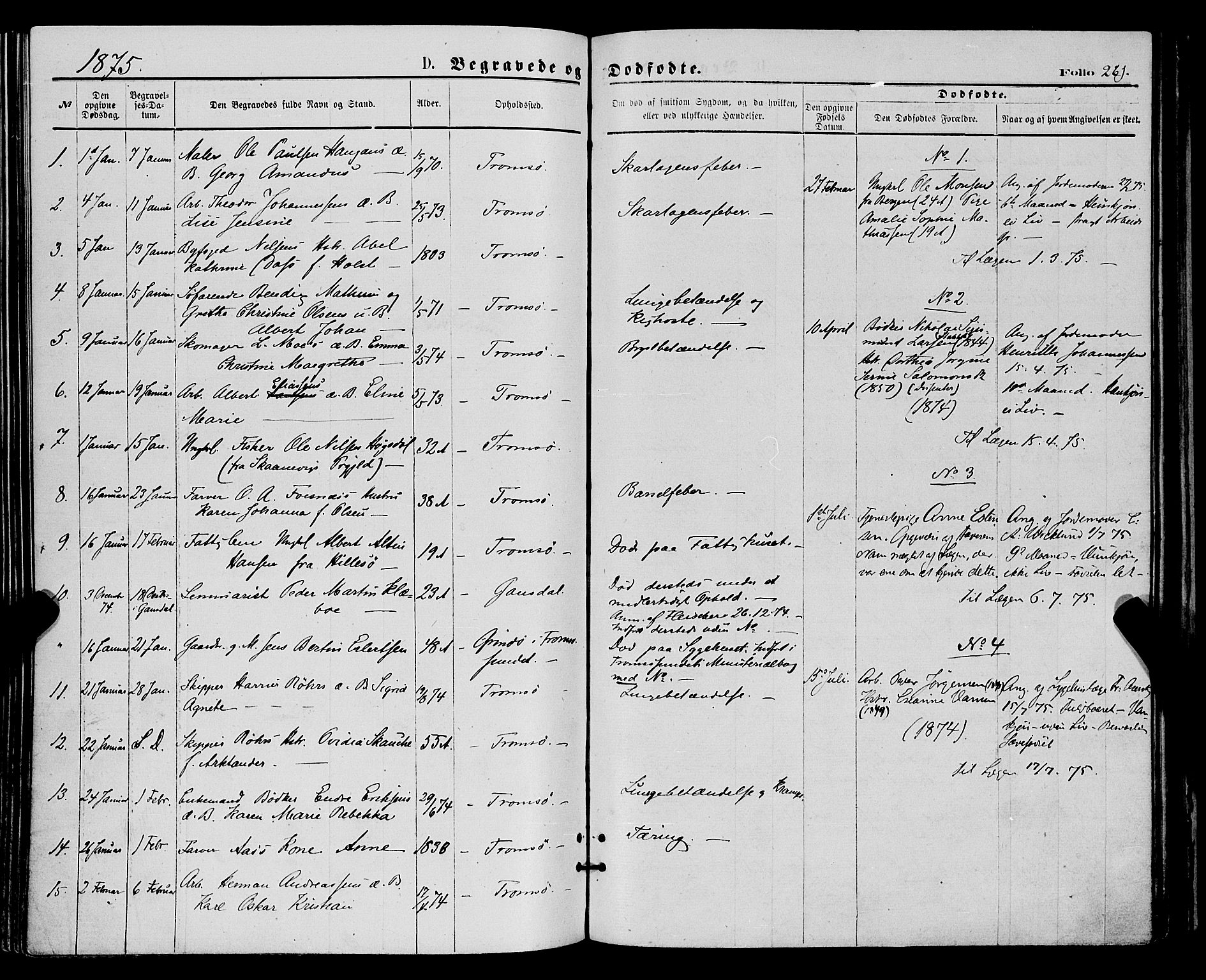 Tromsø sokneprestkontor/stiftsprosti/domprosti, SATØ/S-1343/G/Ga/L0013kirke: Parish register (official) no. 13, 1872-1877, p. 261