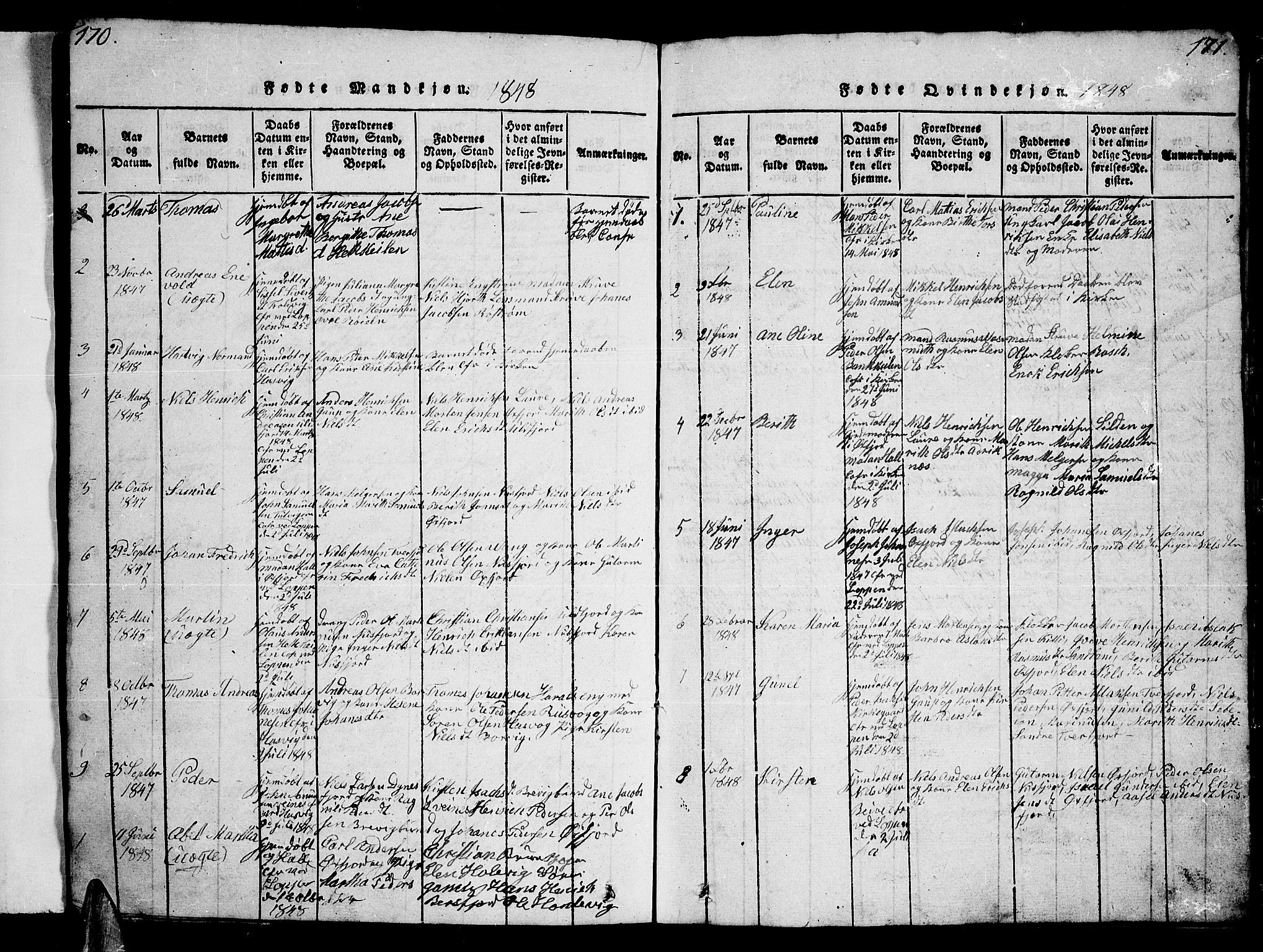 Loppa sokneprestkontor, AV/SATØ-S-1339/H/Hb/L0001klokker: Parish register (copy) no. 1, 1820-1849, p. 170-171