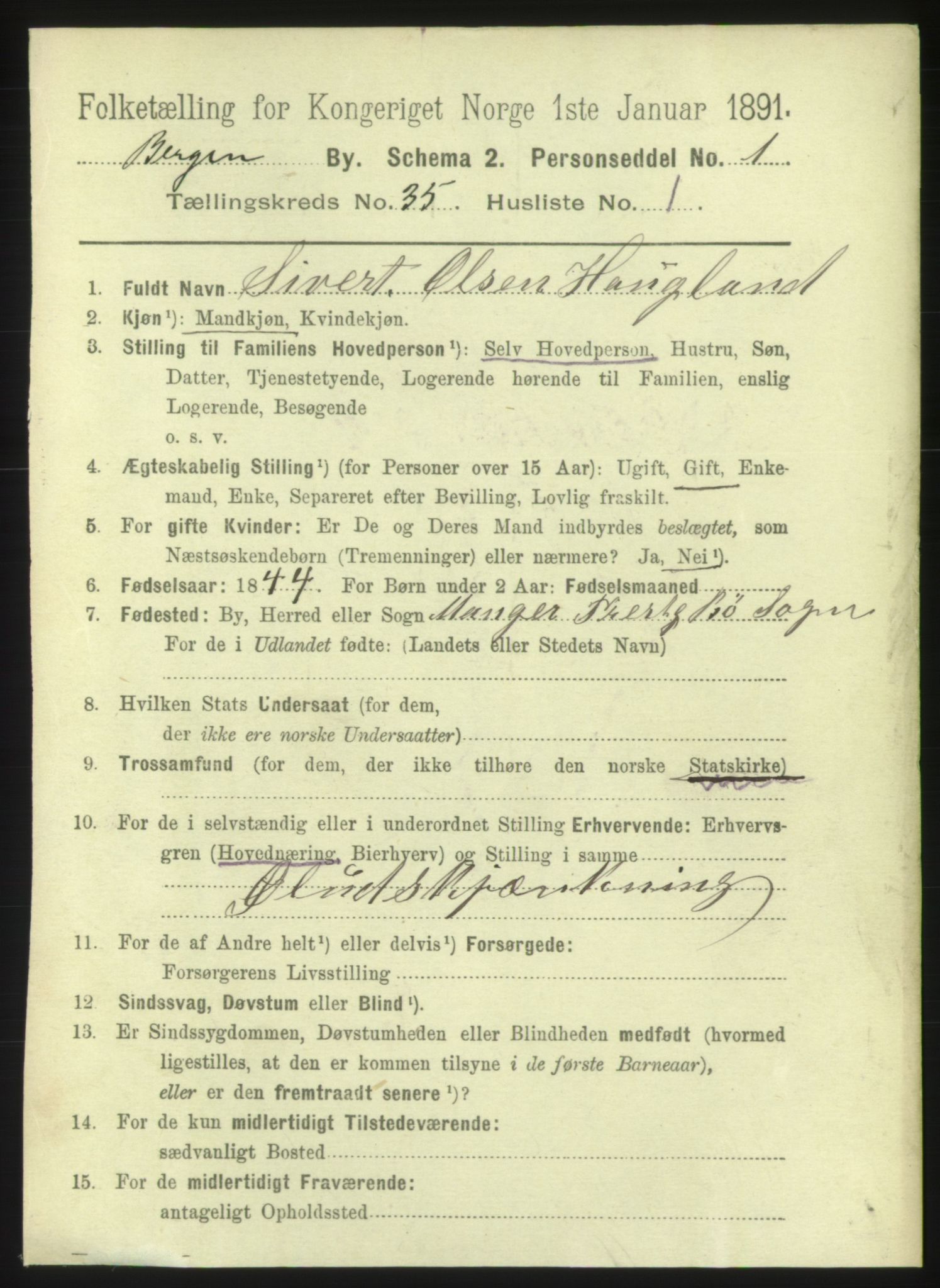 RA, 1891 Census for 1301 Bergen, 1891, p. 43262