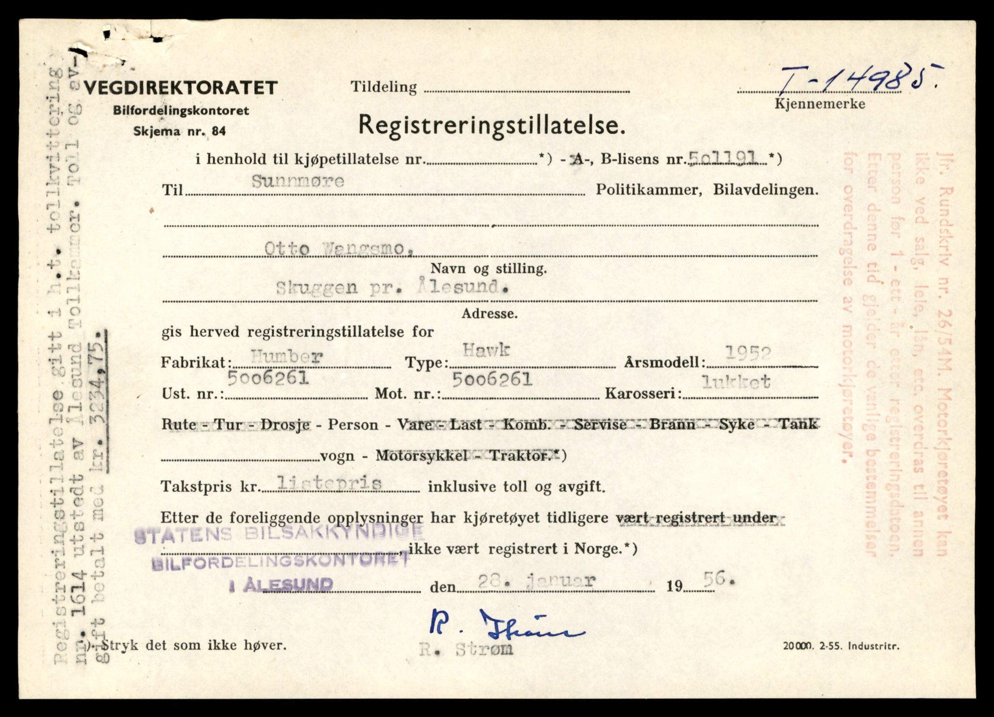 Møre og Romsdal vegkontor - Ålesund trafikkstasjon, AV/SAT-A-4099/F/Fe/L0049: Registreringskort for kjøretøy T 14864 - T 18613, 1927-1998, p. 2895