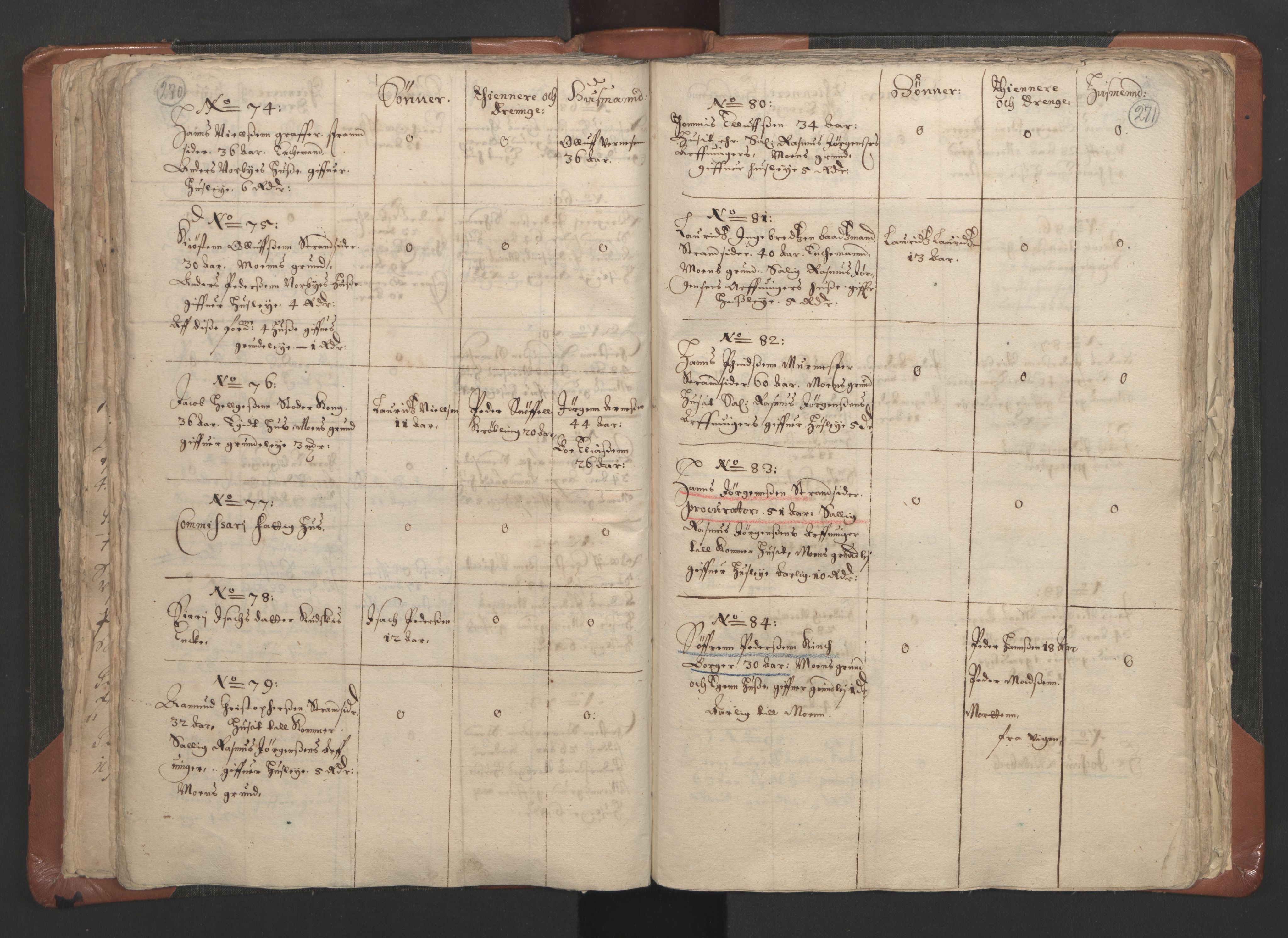 RA, Vicar's Census 1664-1666, no. 9: Bragernes deanery, 1664-1666, p. 270-271