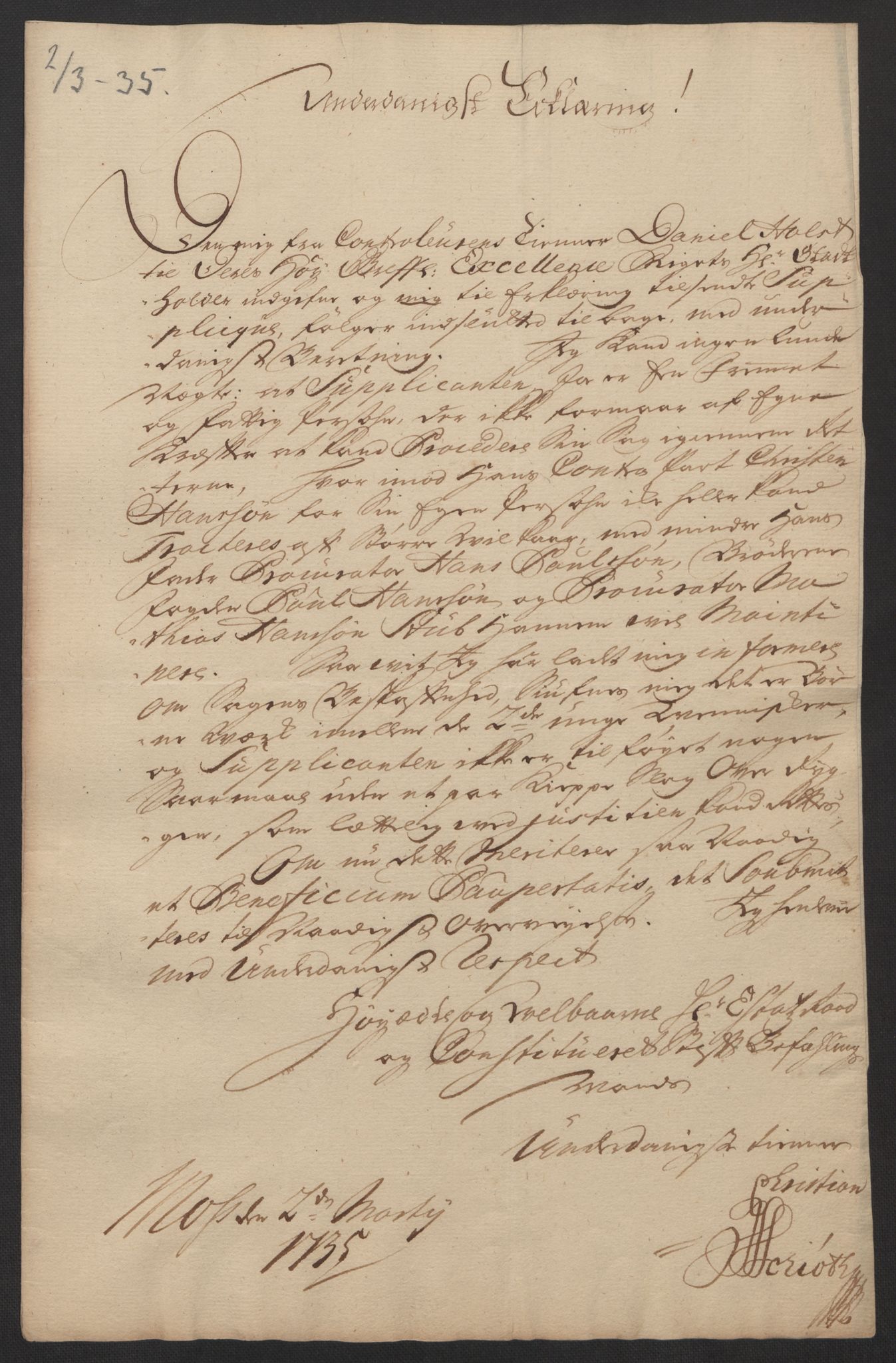 Stattholderembetet 1572-1771, AV/RA-EA-2870/Ef/L0108: Brev fra embetsmenn og andre, 1735-1736, p. 11