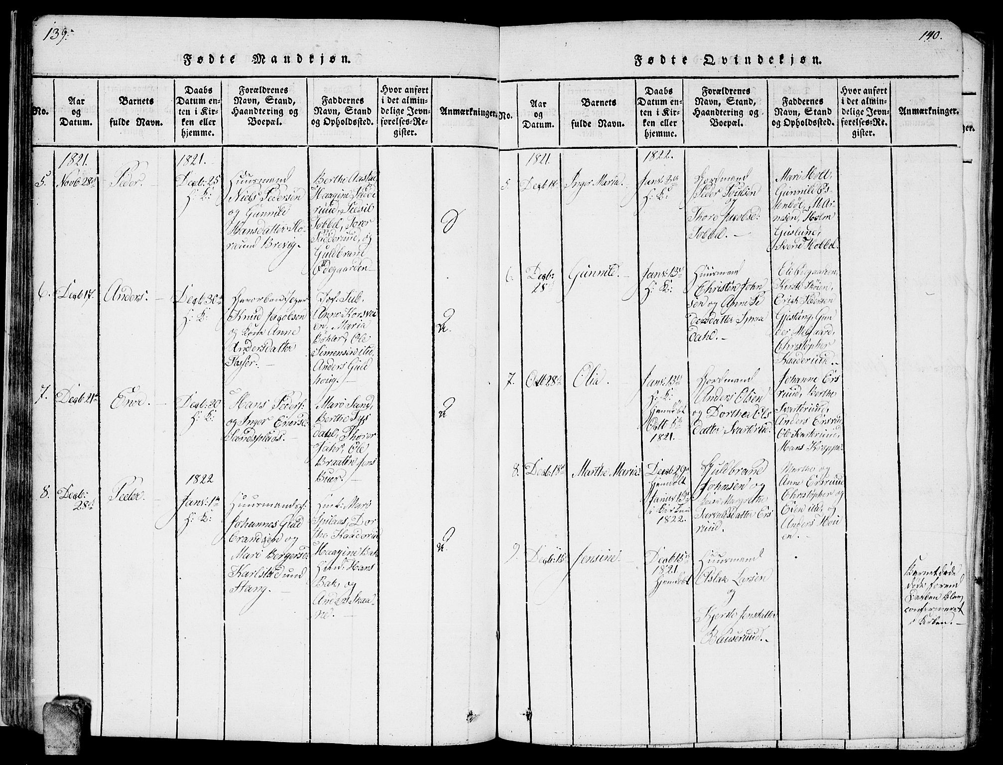 Enebakk prestekontor Kirkebøker, SAO/A-10171c/F/Fa/L0006: Parish register (official) no. I 6, 1815-1832, p. 139-140