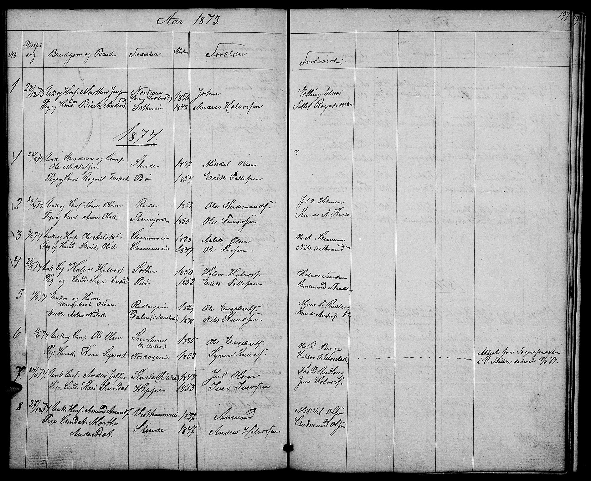Nord-Aurdal prestekontor, SAH/PREST-132/H/Ha/Hab/L0004: Parish register (copy) no. 4, 1842-1882, p. 197