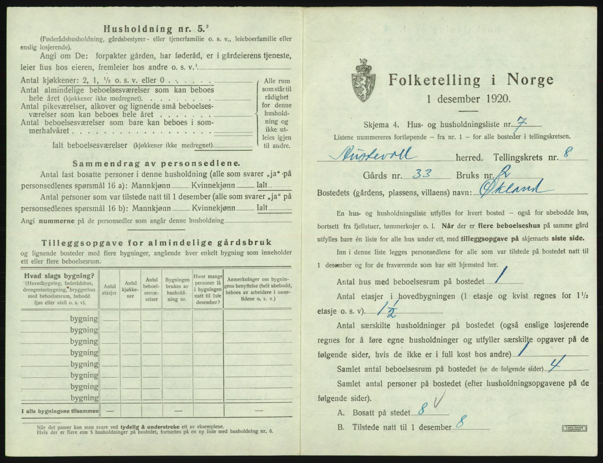 SAB, 1920 census for Austevoll, 1920, p. 492