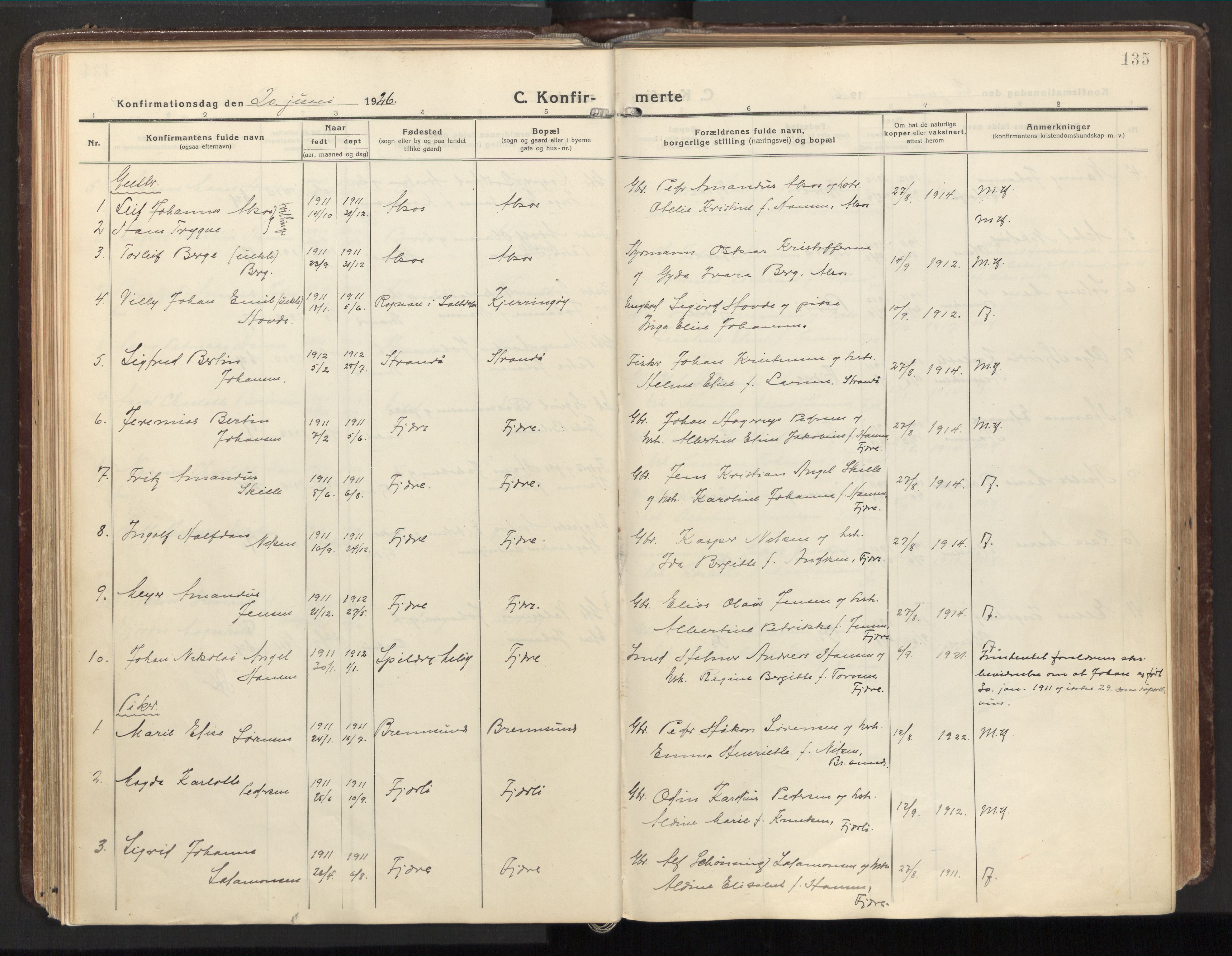 Ministerialprotokoller, klokkerbøker og fødselsregistre - Nordland, SAT/A-1459/803/L0073: Parish register (official) no. 803A03, 1920-1955, p. 135