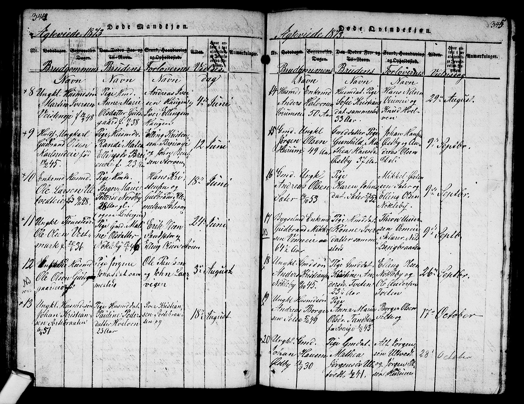 Norderhov kirkebøker, SAKO/A-237/G/Ga/L0003: Parish register (copy) no. I 3 /1, 1814-1876, p. 344-345