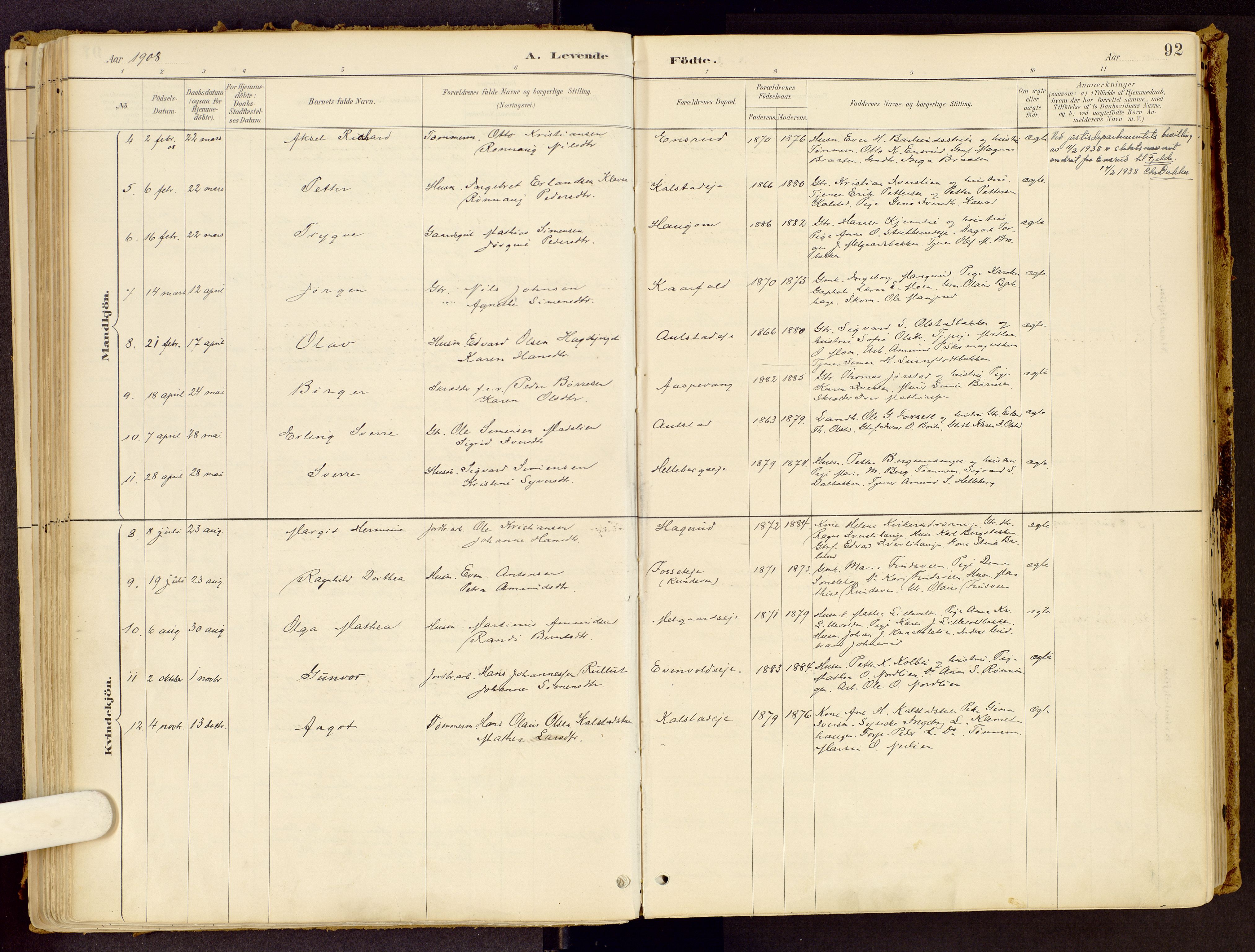 Vestre Gausdal prestekontor, SAH/PREST-094/H/Ha/Haa/L0001: Parish register (official) no. 1, 1887-1914, p. 92