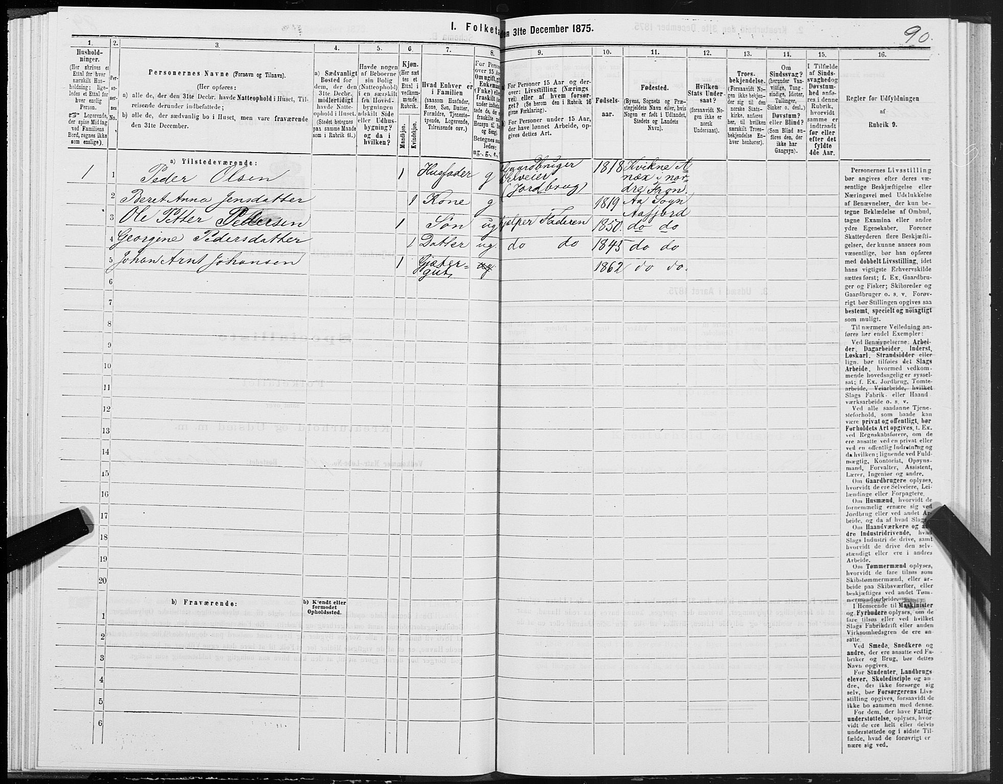 SAT, 1875 census for 1630P Aafjorden, 1875, p. 3090