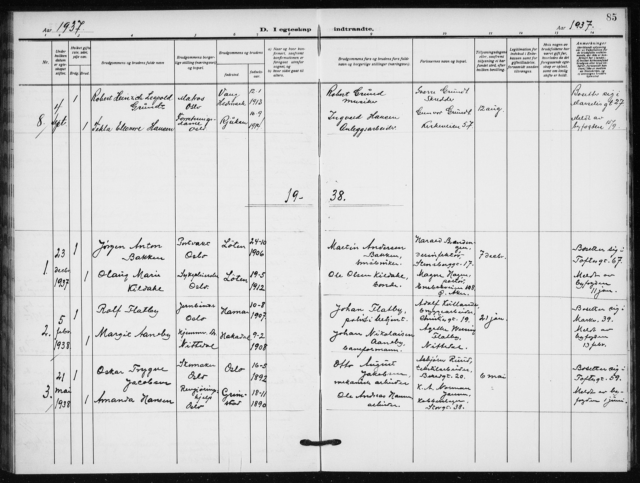 Hauge prestekontor Kirkebøker, AV/SAO-A-10849/F/Fa/L0004: Parish register (official) no. 4, 1917-1938, p. 85